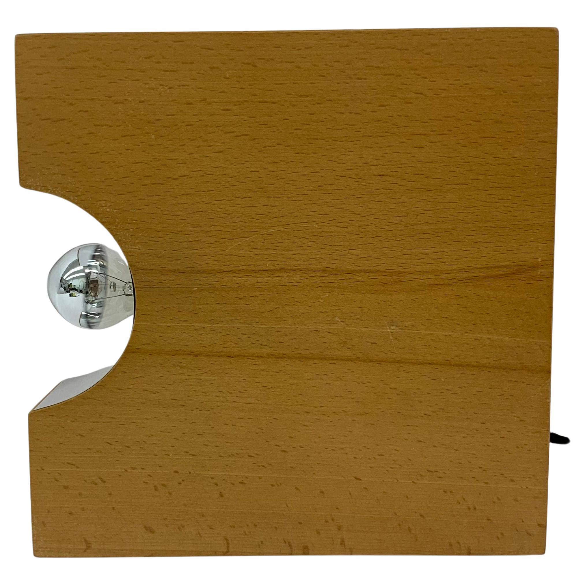Mid-Century Design Massivholz-Block-Tischlampe, 1970er Jahre Minimalist