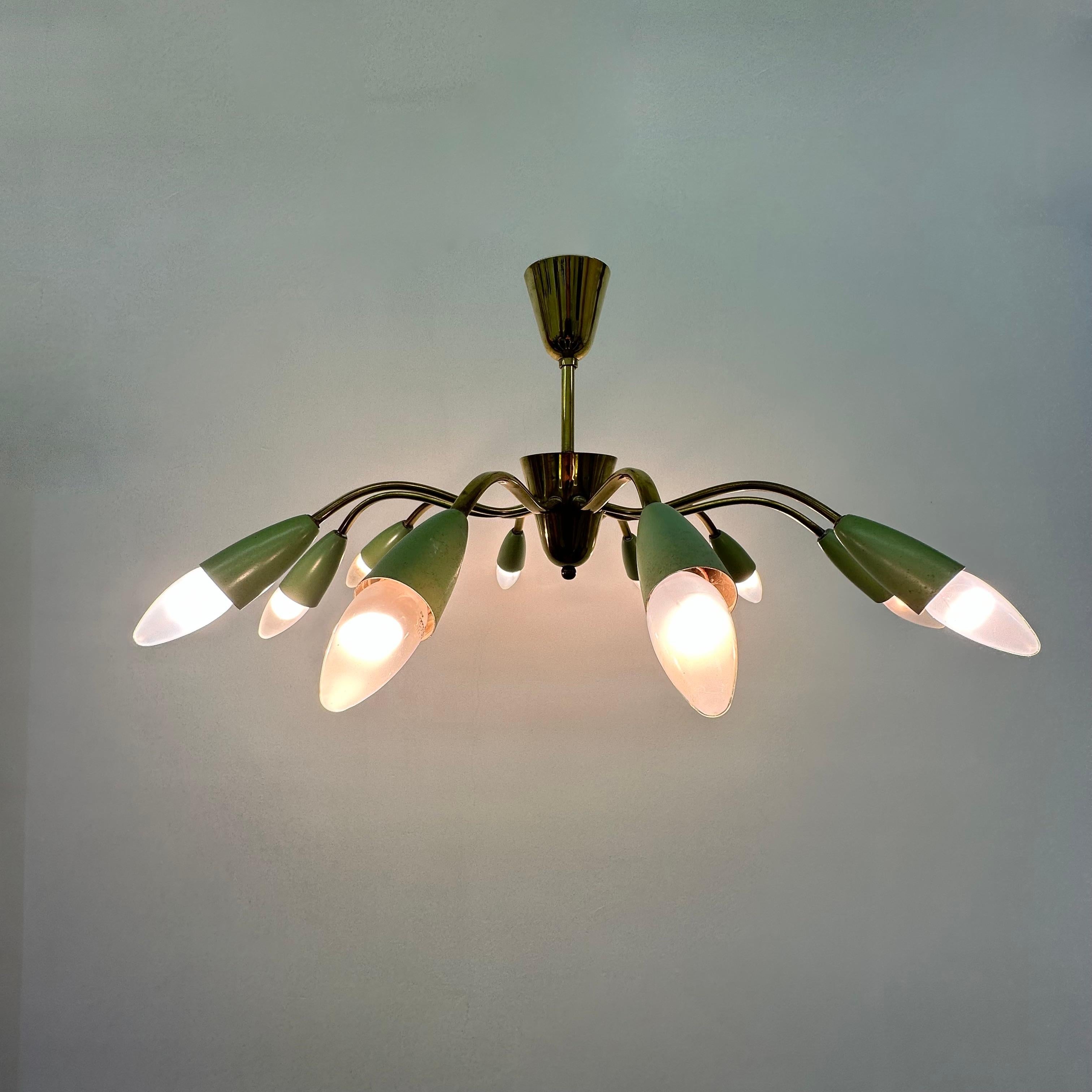 Mid-Century design spider brass ceiling lamp , 1950’s For Sale 5