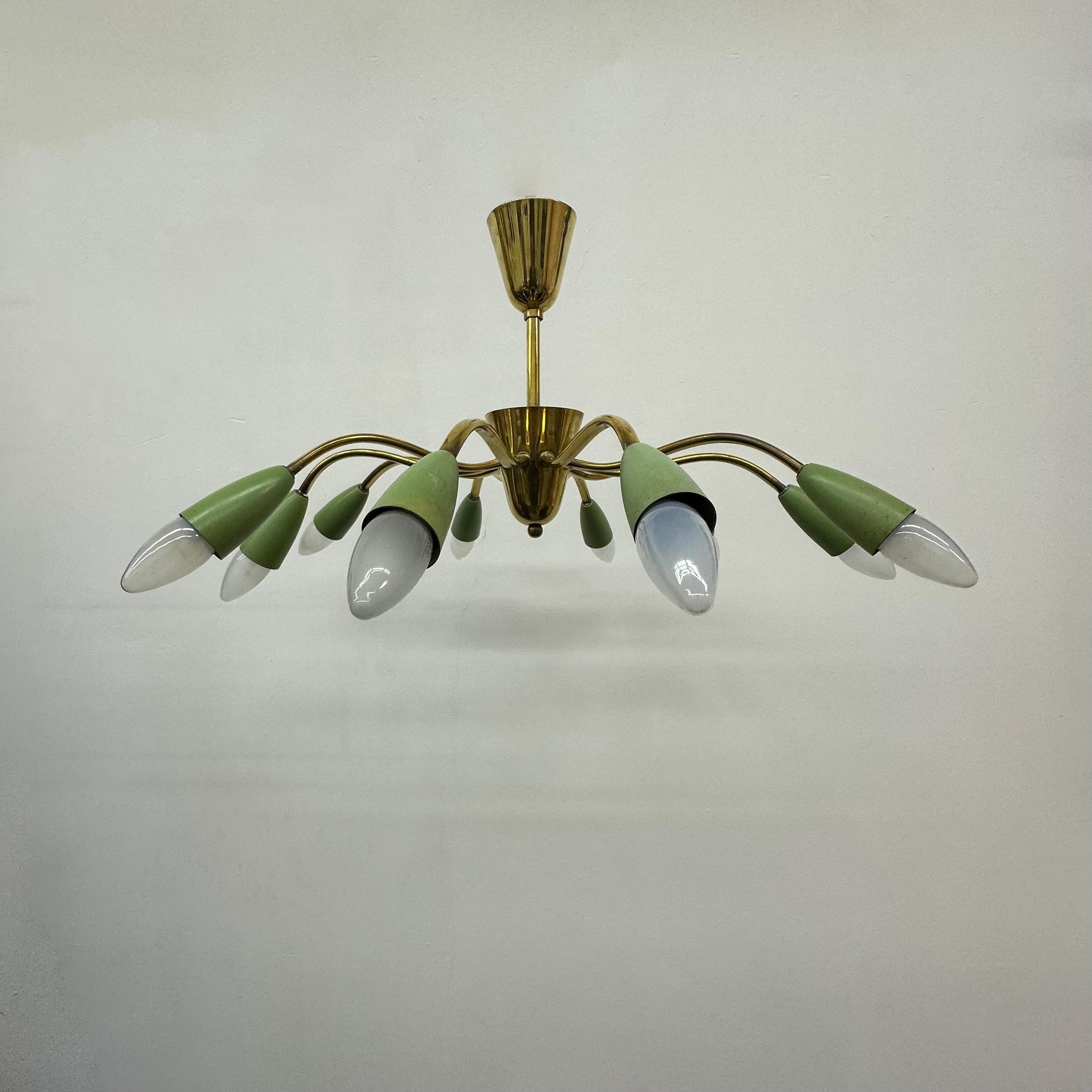 Mid-Century design spider brass ceiling lamp , 1950’s For Sale 8