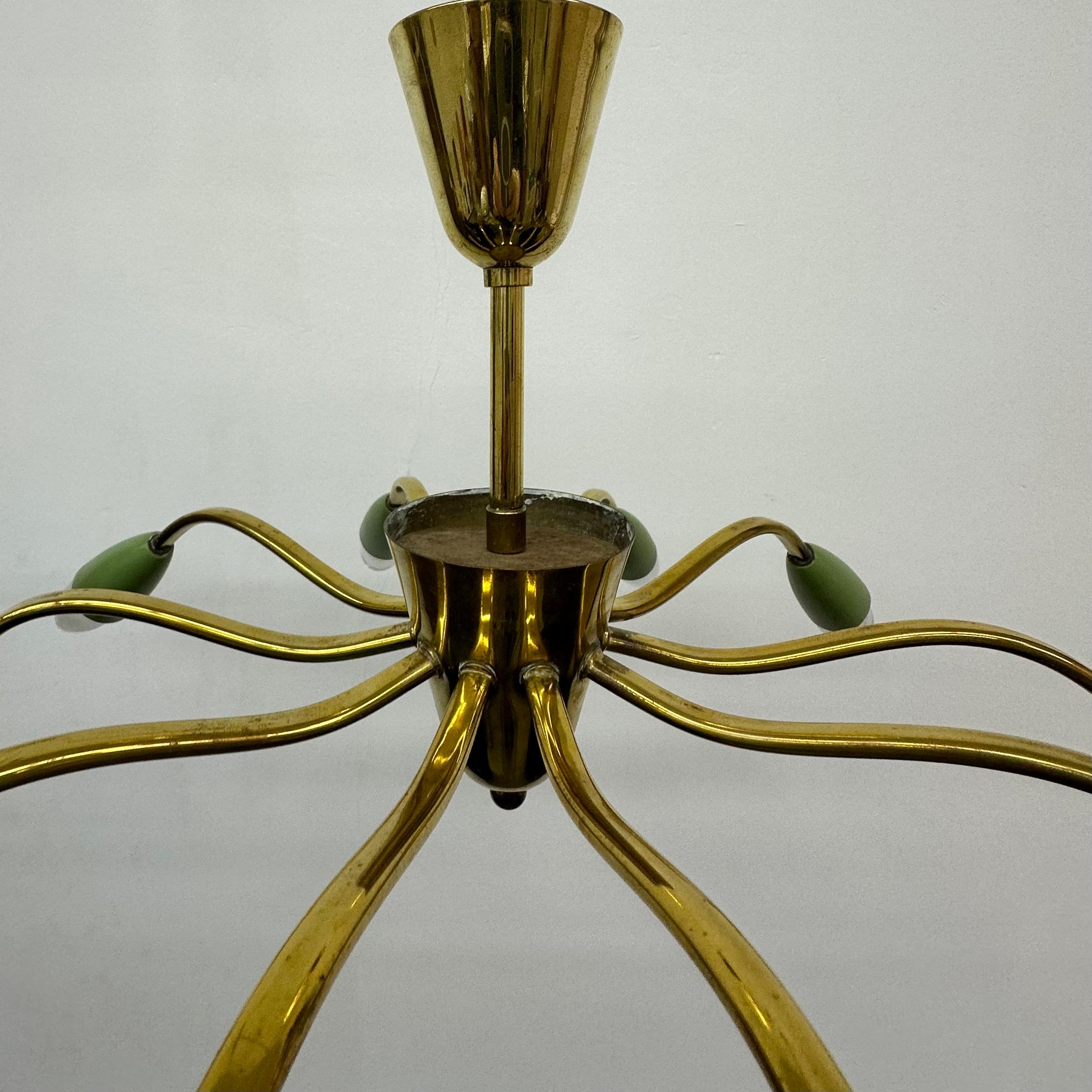 Mid-Century design spider brass ceiling lamp , 1950’s For Sale 12
