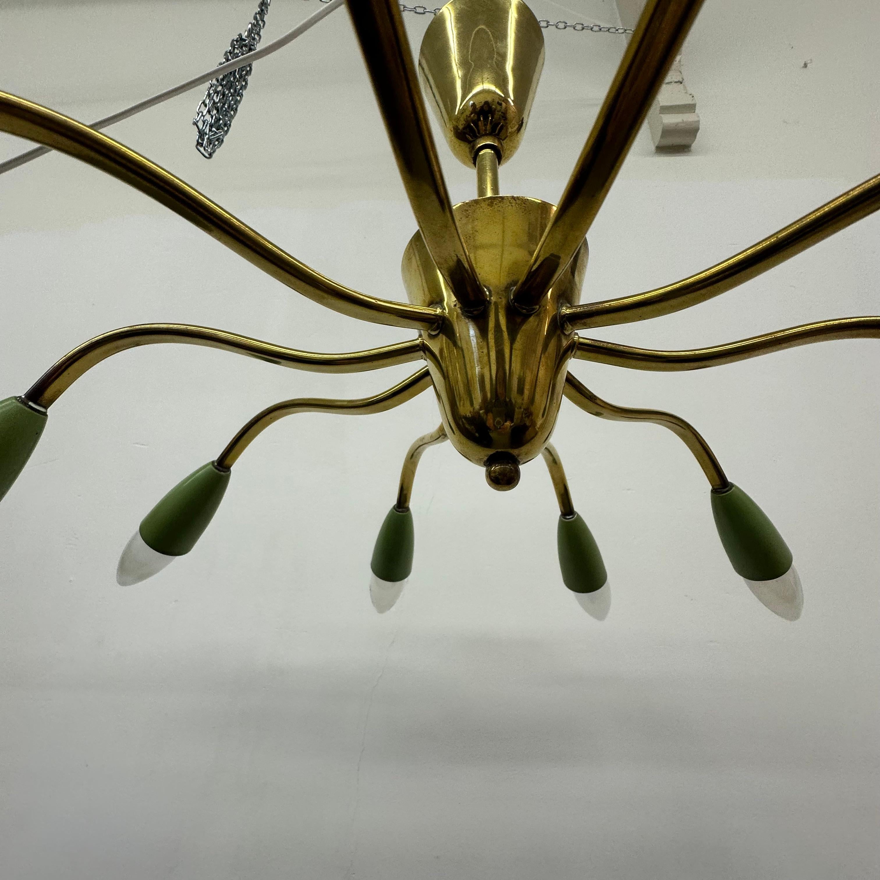Mid-Century design spider brass ceiling lamp , 1950’s For Sale 13