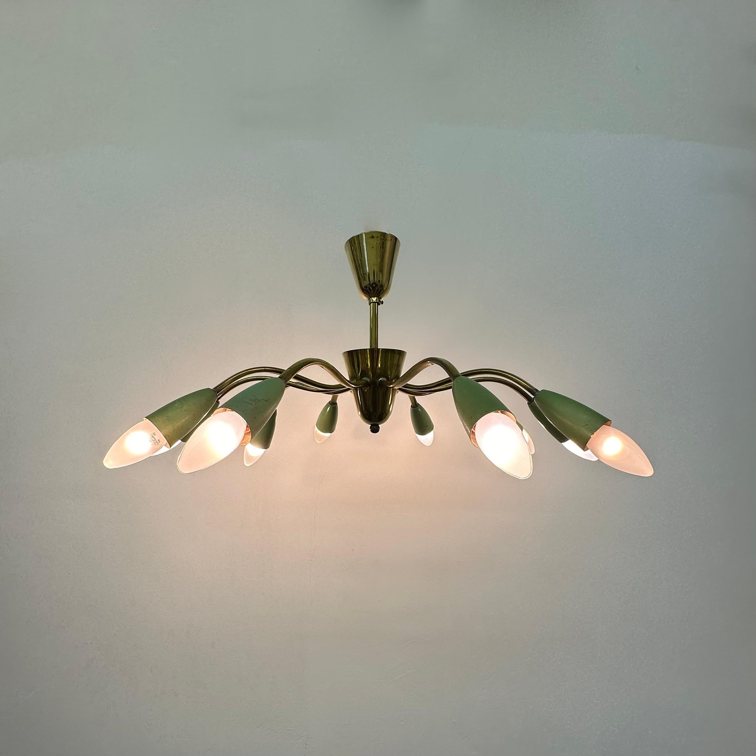Dutch Mid-Century design spider brass ceiling lamp , 1950’s For Sale