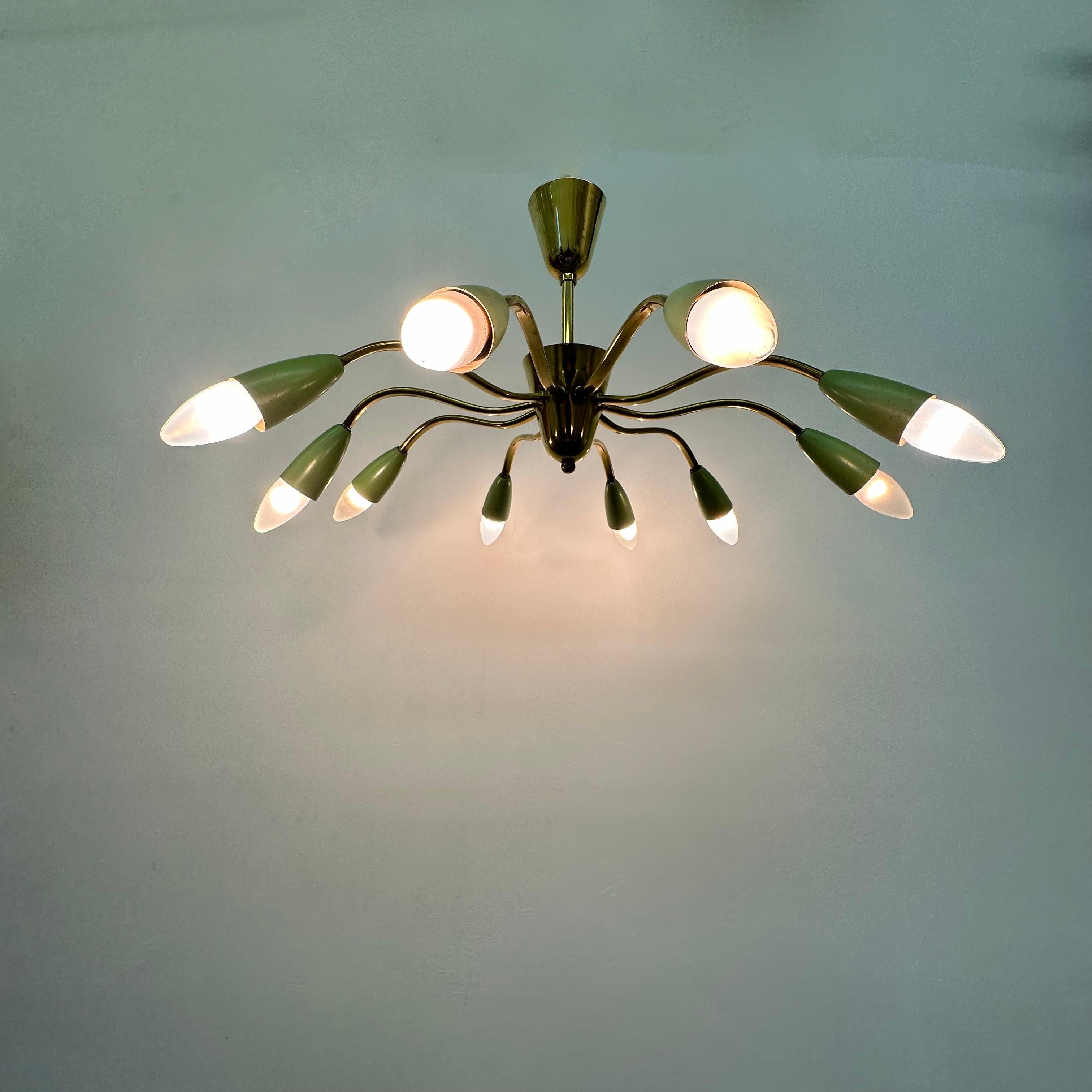 Mid-Century design spider brass ceiling lamp , 1950’s For Sale 1