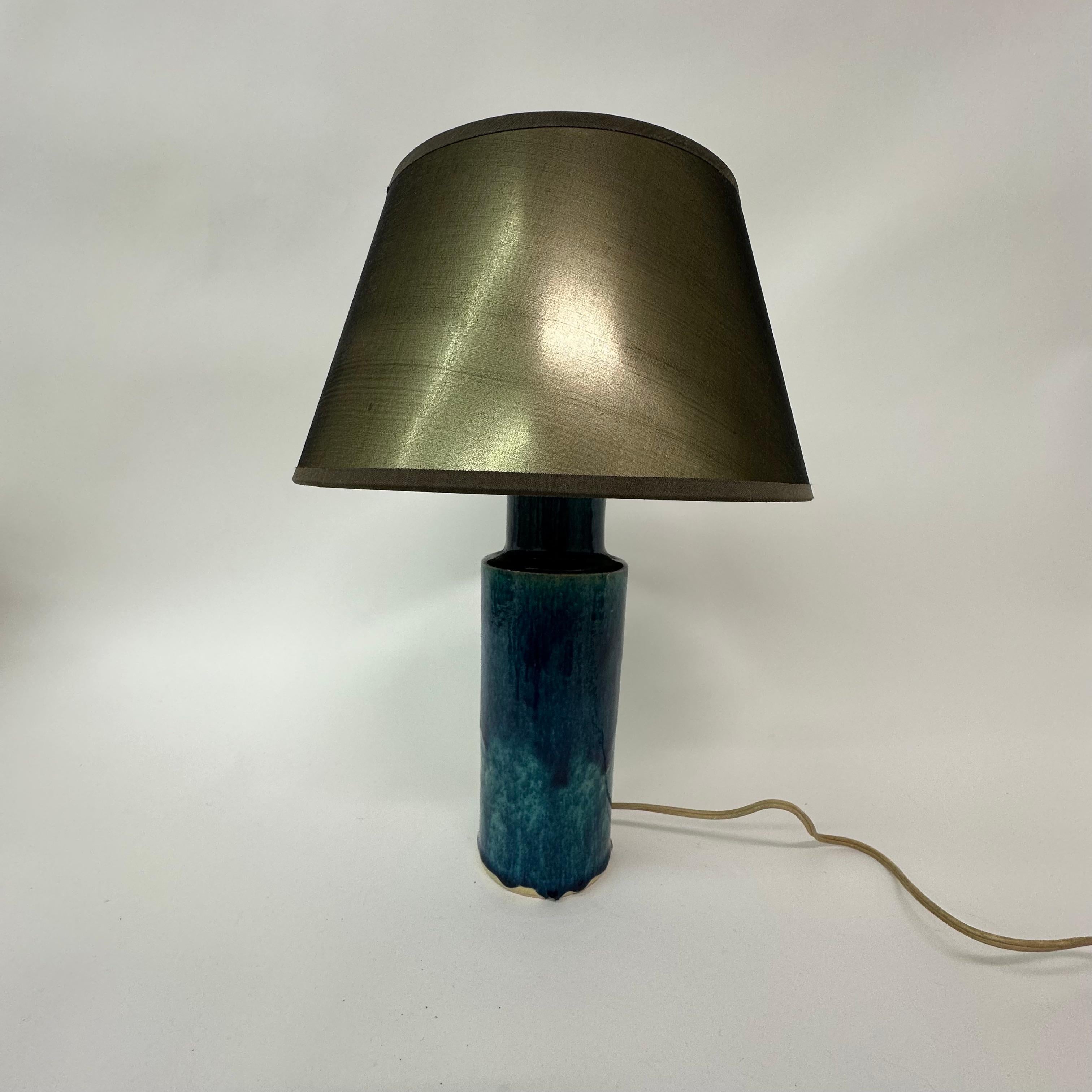 Mid Century design table lamp blue ceramic , 1970’s For Sale 5