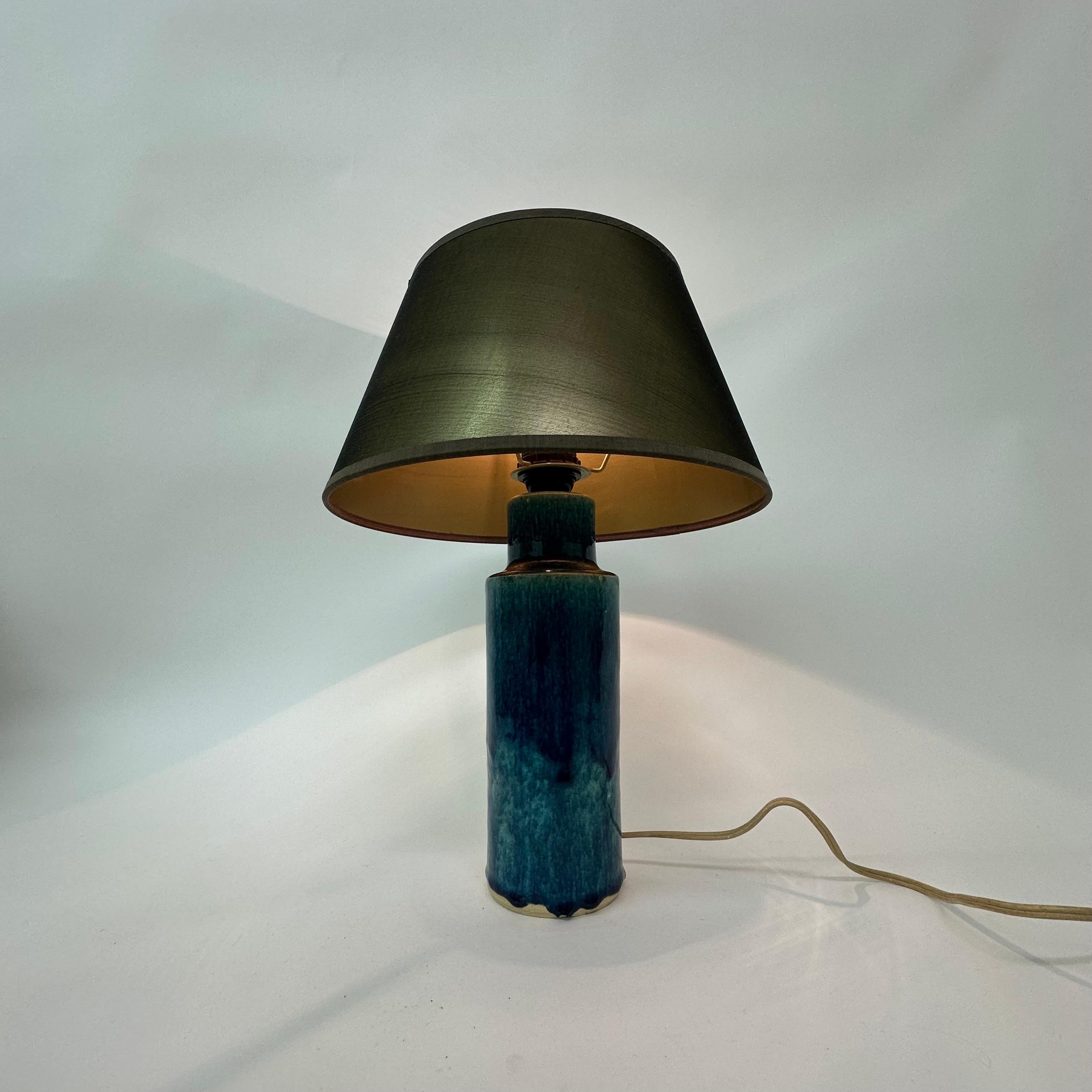 Dutch Mid Century design table lamp blue ceramic , 1970’s For Sale