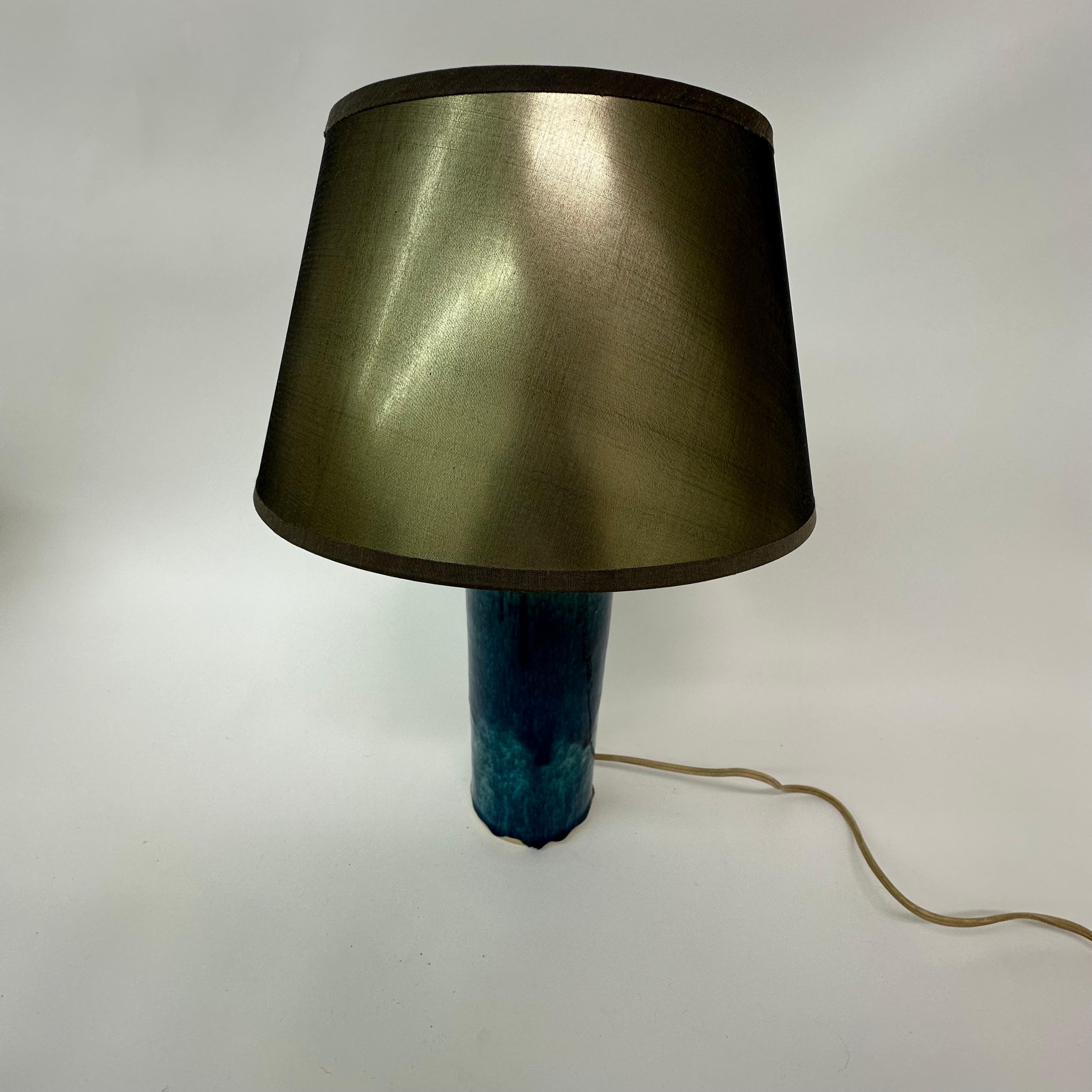 Fin du 20e siècle Lampe de table design du milieu du siècle en céramique bleue, années 1970 en vente