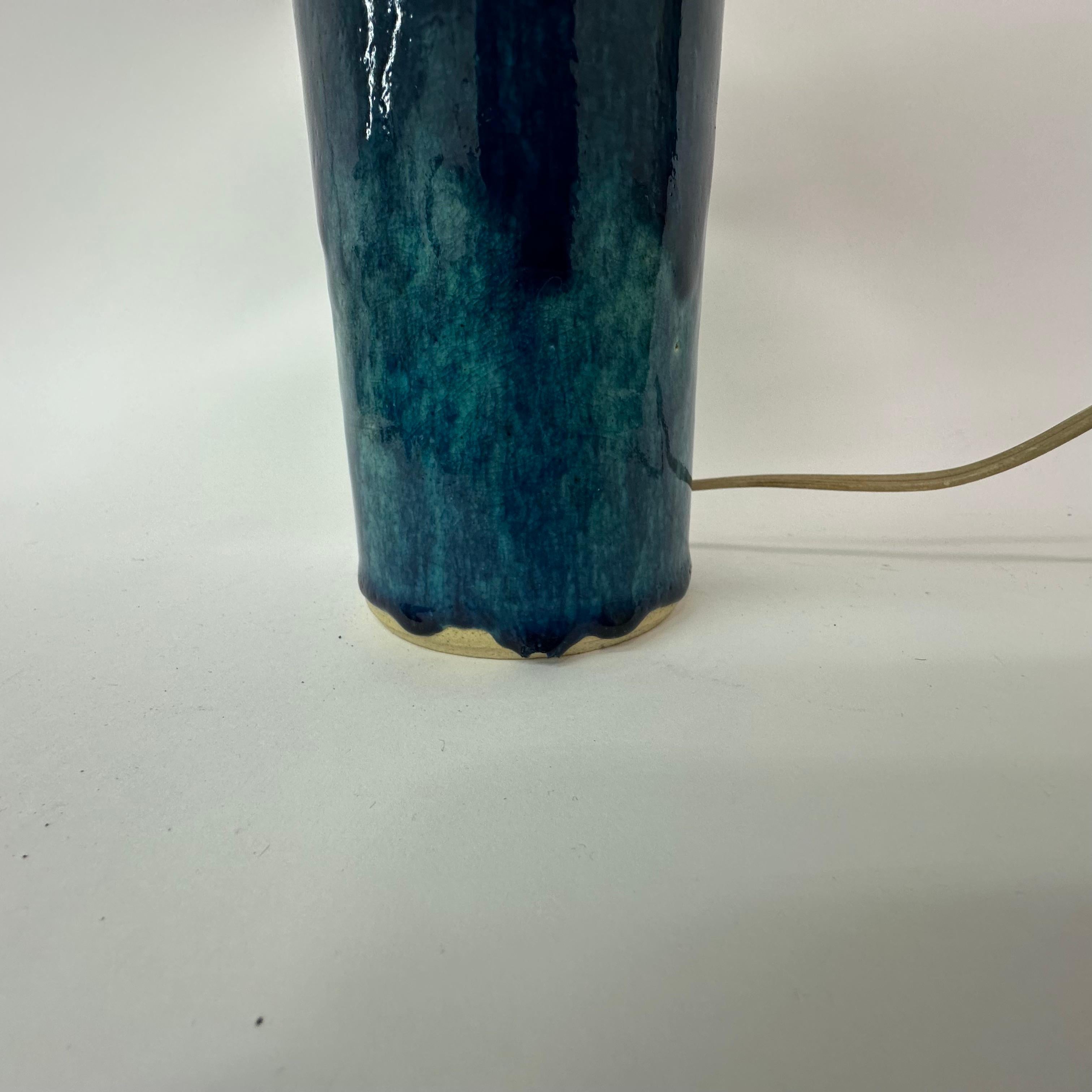 Mid Century design table lamp blue ceramic , 1970’s For Sale 1