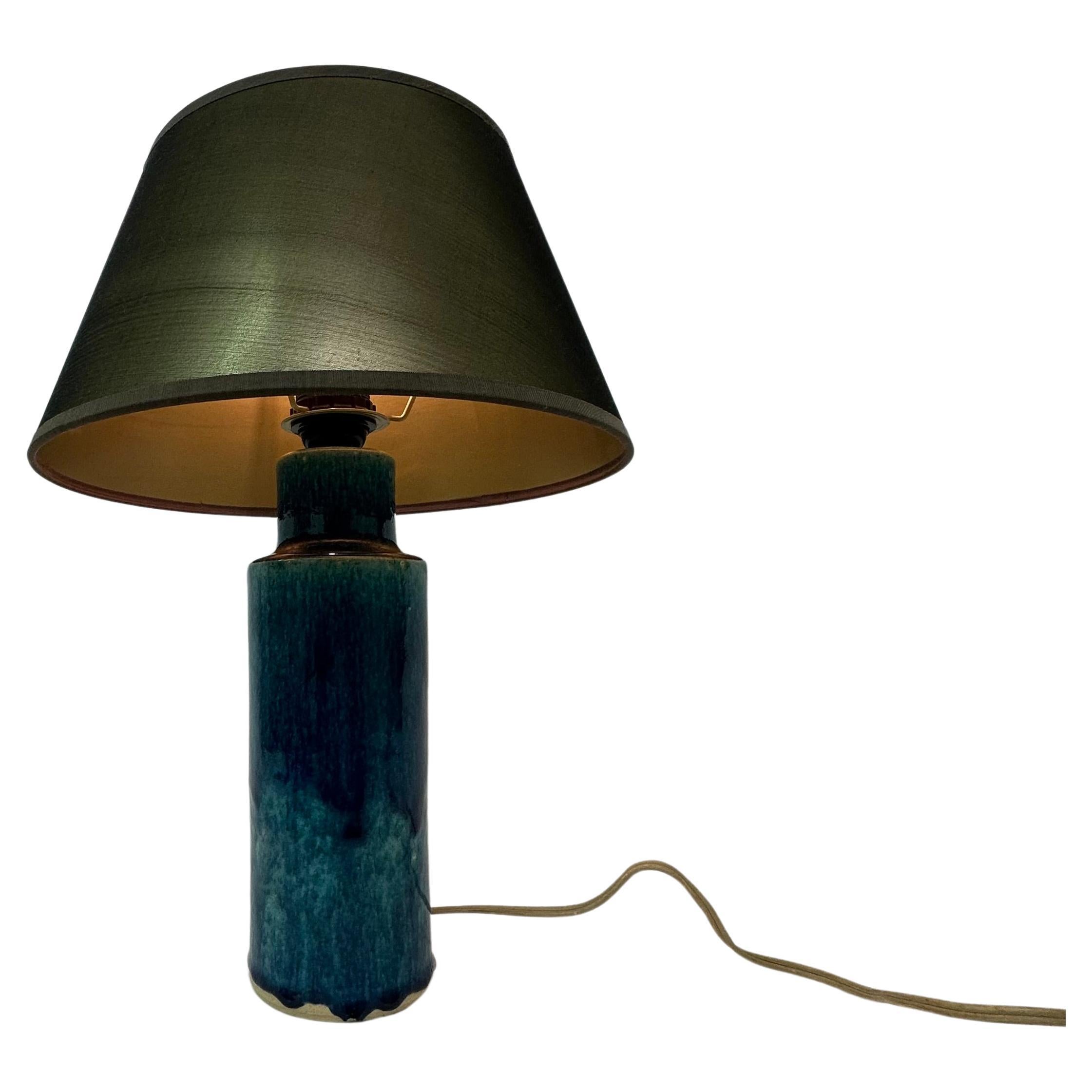 Lampe de table design du milieu du siècle en céramique bleue, années 1970 en vente