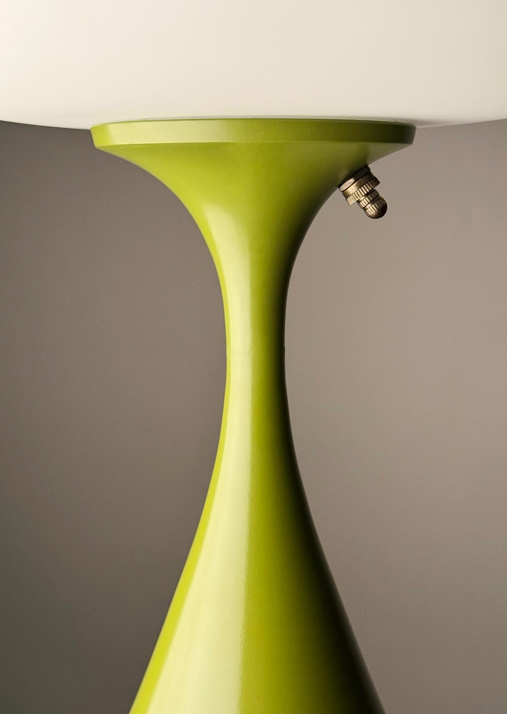 Mid-Century Modern Mid Century Design Table Lamp by Designline in Avocado with White Frosted Shade For Sale