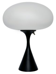Mid Century Design Table Lamp by Designline in Black with White Frosted Shade