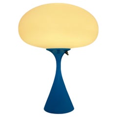 Mid Century Design Table Lamp by Designline in Blue with White Frosted Shade