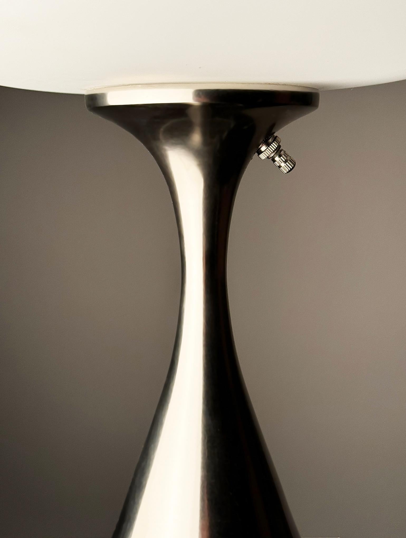 Mid-Century Modern Mid Century Design Table Lamp by Designline in Chrome with White Frosted Shade For Sale