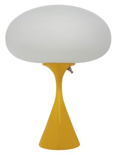 Mid Century Design Table Lamp by Designline in Yellow with White Frosted Shade