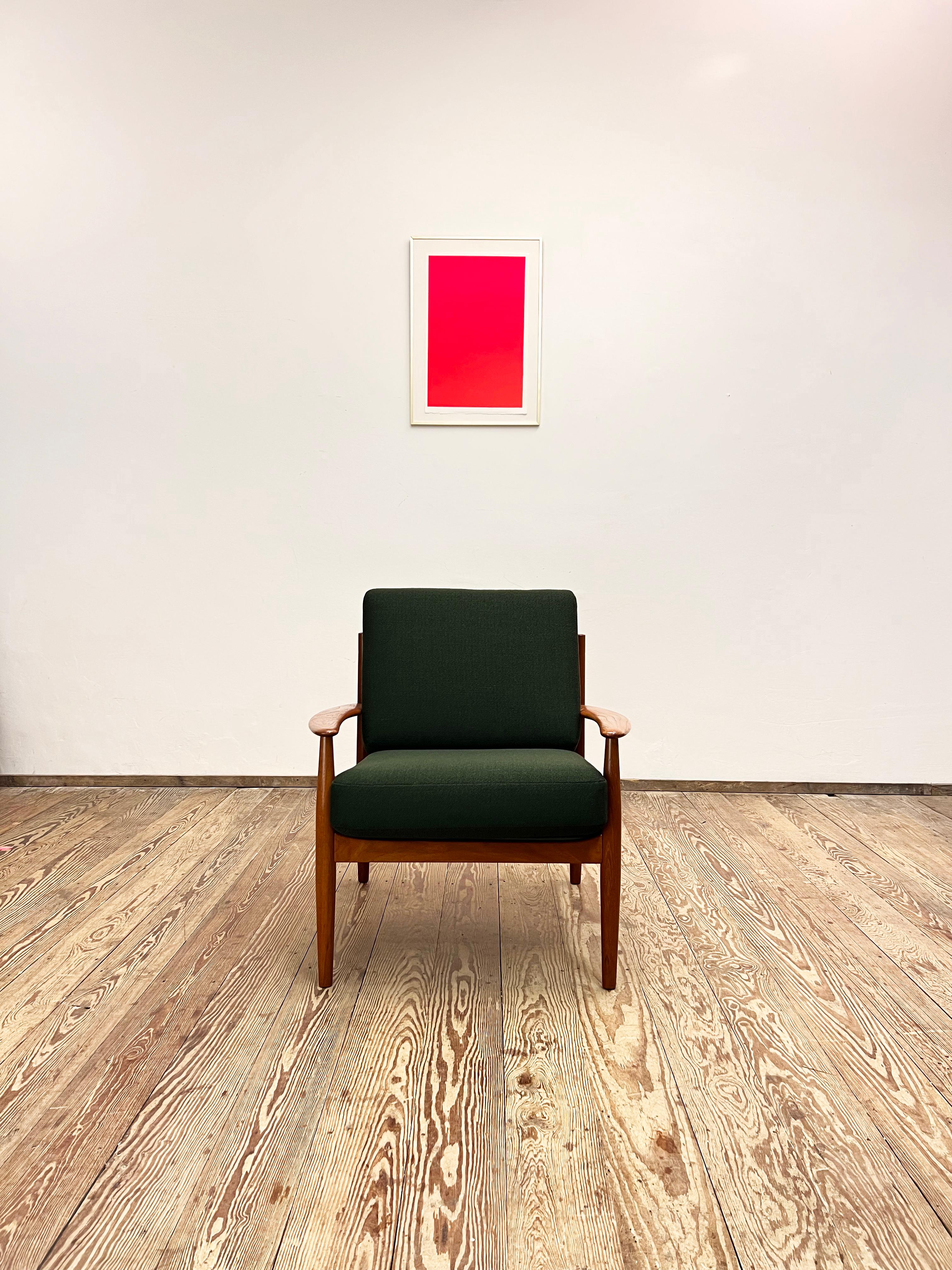 Hand-Carved Mid-Century Design Teak Armchair by Grete Jalk for France & Søn, Denmark, 1950s For Sale