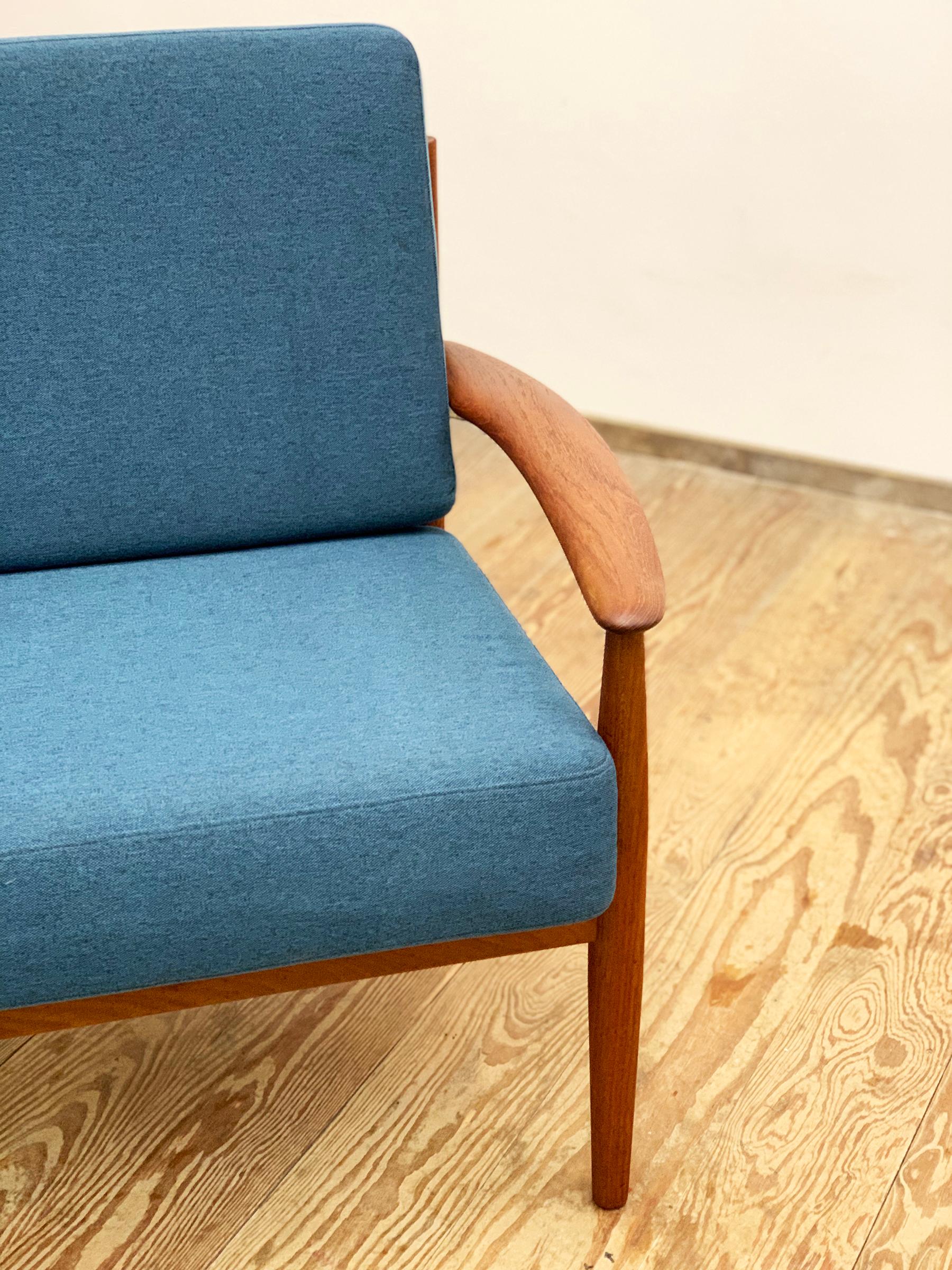 Fabric Mid-Century Design Teak Armchair by Grete Jalk for France & Søn, Denmark, 1950s For Sale