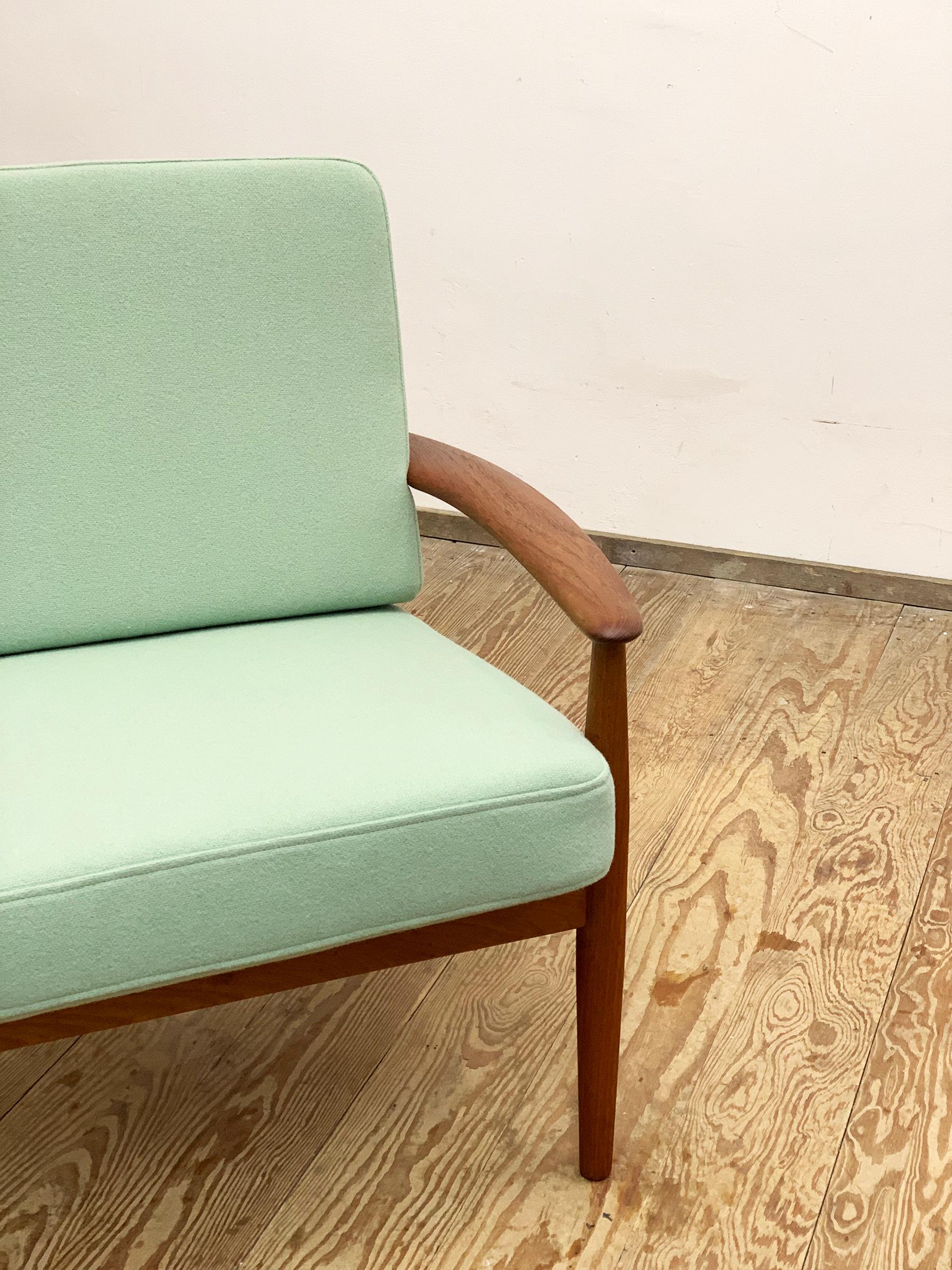 Fabric Mid-Century Design Teak Armchair by Grete Jalk for France & Søn, Denmark, 1950s For Sale