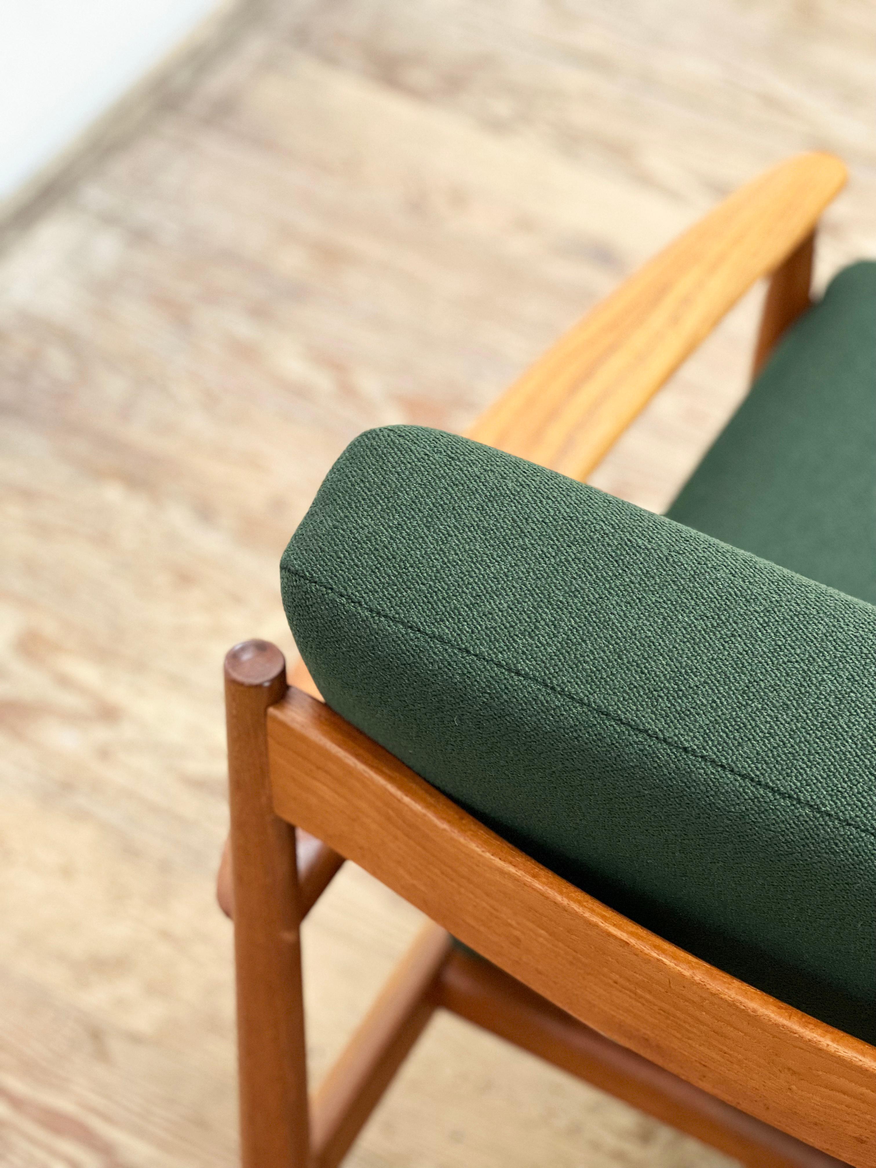 Fabric Mid-Century Design Teak Armchair by Grete Jalk for France & Søn, Denmark, 1950s For Sale