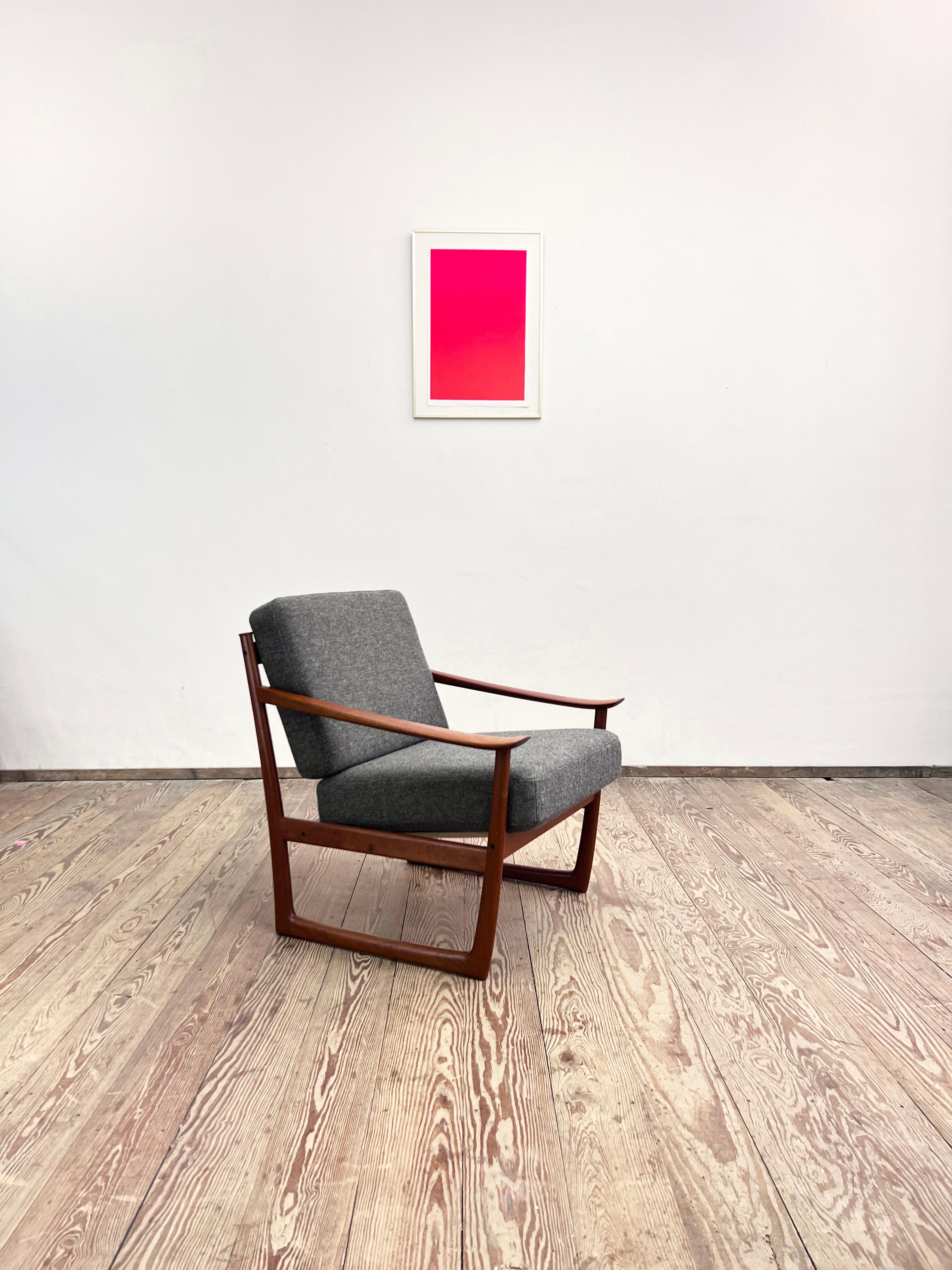 Poltrona in teak di Peter Hvidt per France & Søn, Danimarca, 1950s In condizioni buone in vendita a München, Bavaria