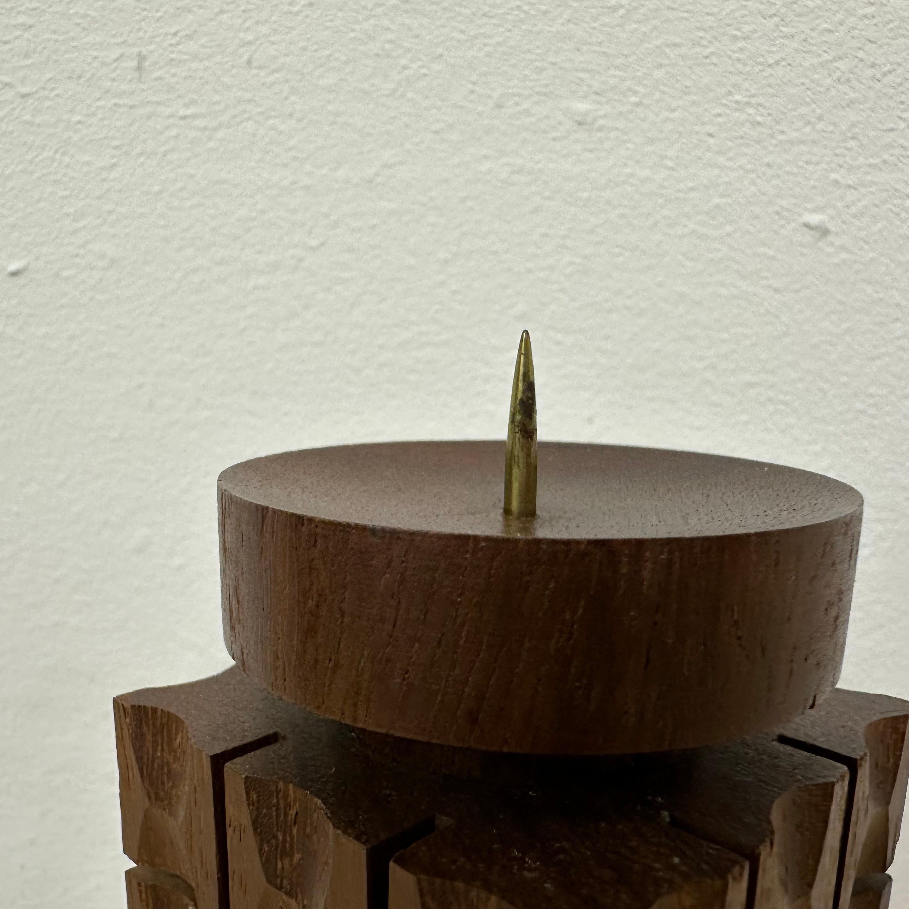 Mid Century design teak wooden candle holder , 1970s For Sale 4
