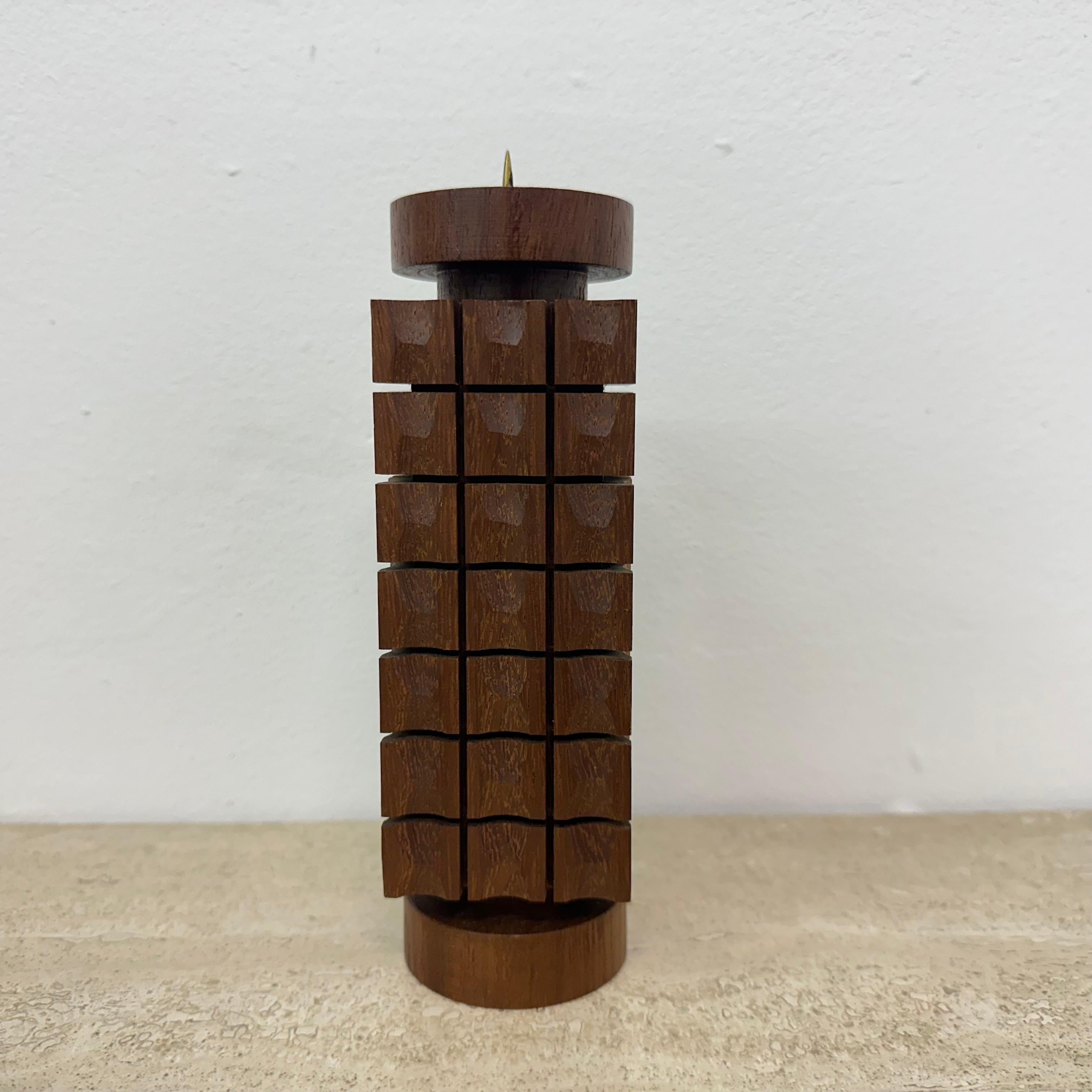 Mid-Century Modern Mid Century design teak wooden candle holder , 1970s For Sale