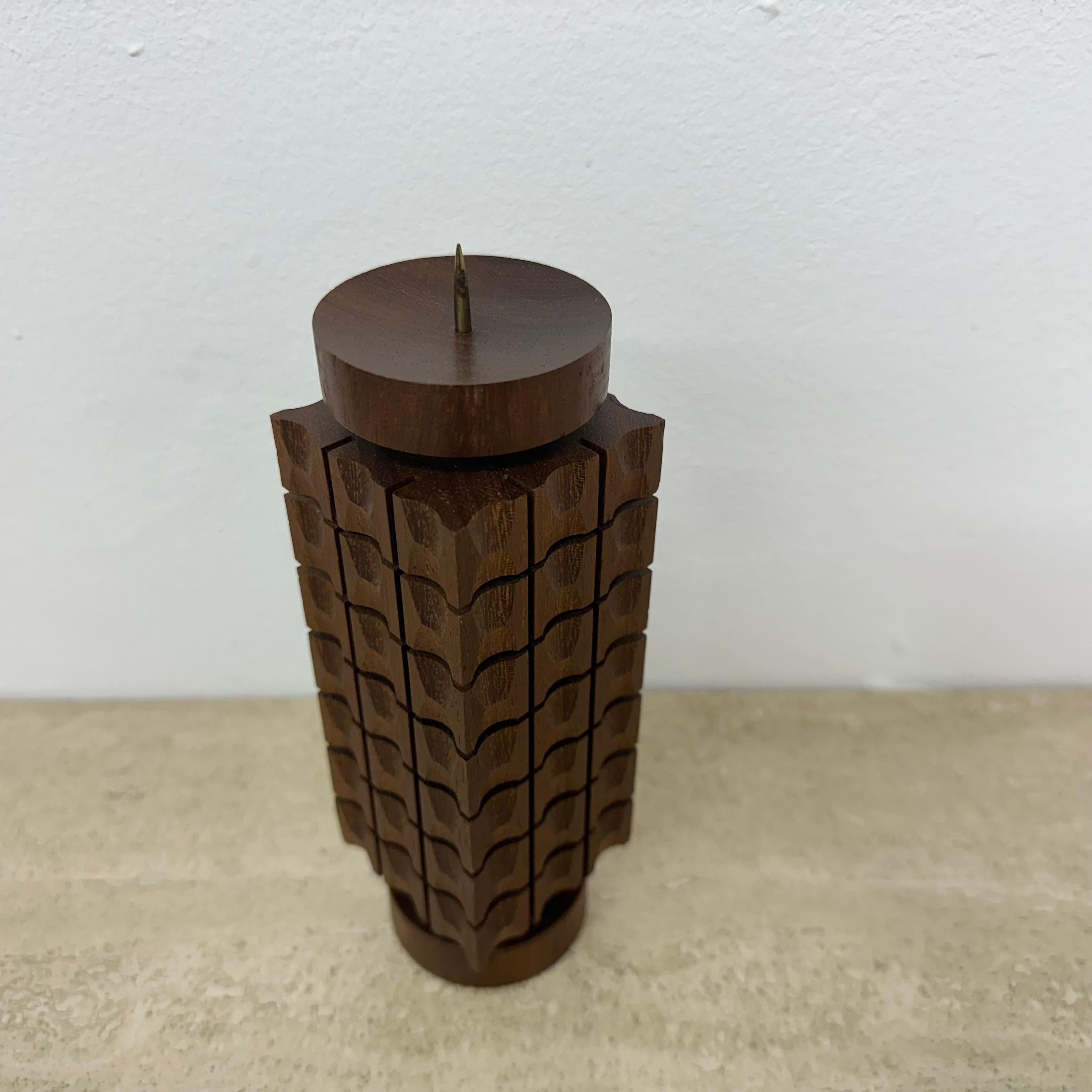 Teak Mid Century design teak wooden candle holder , 1970s For Sale