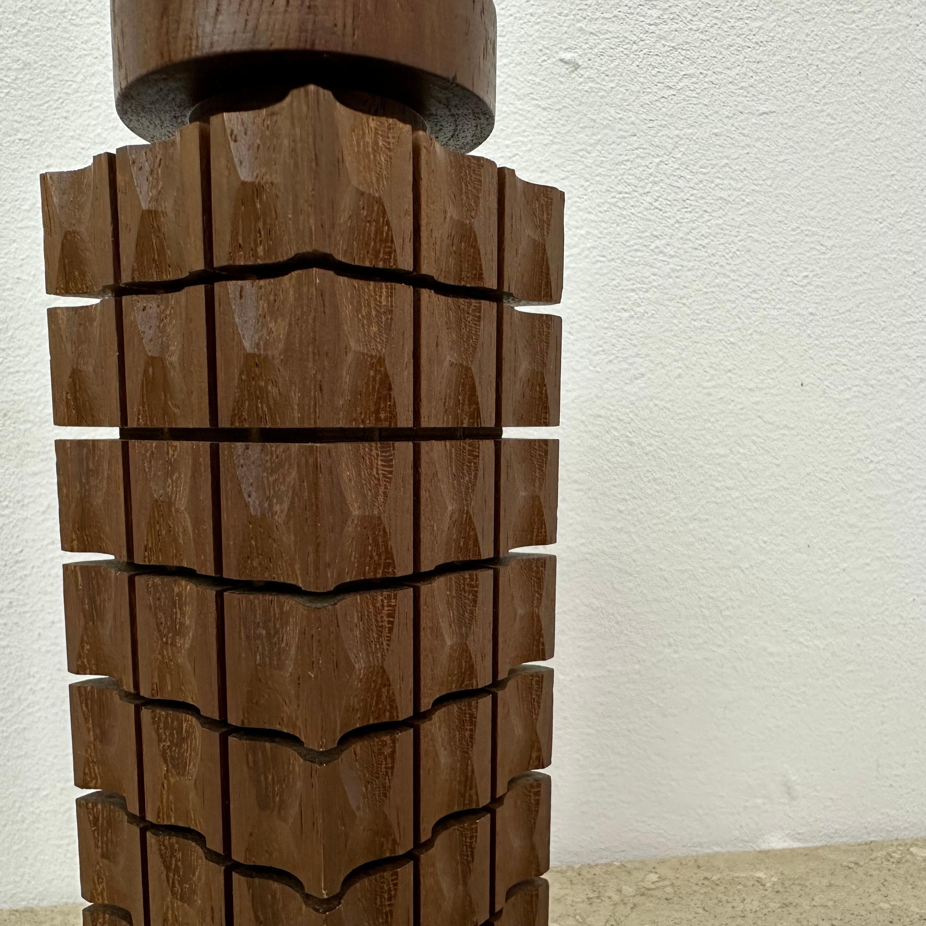 Mid Century design teak wooden candle holder , 1970s For Sale 1