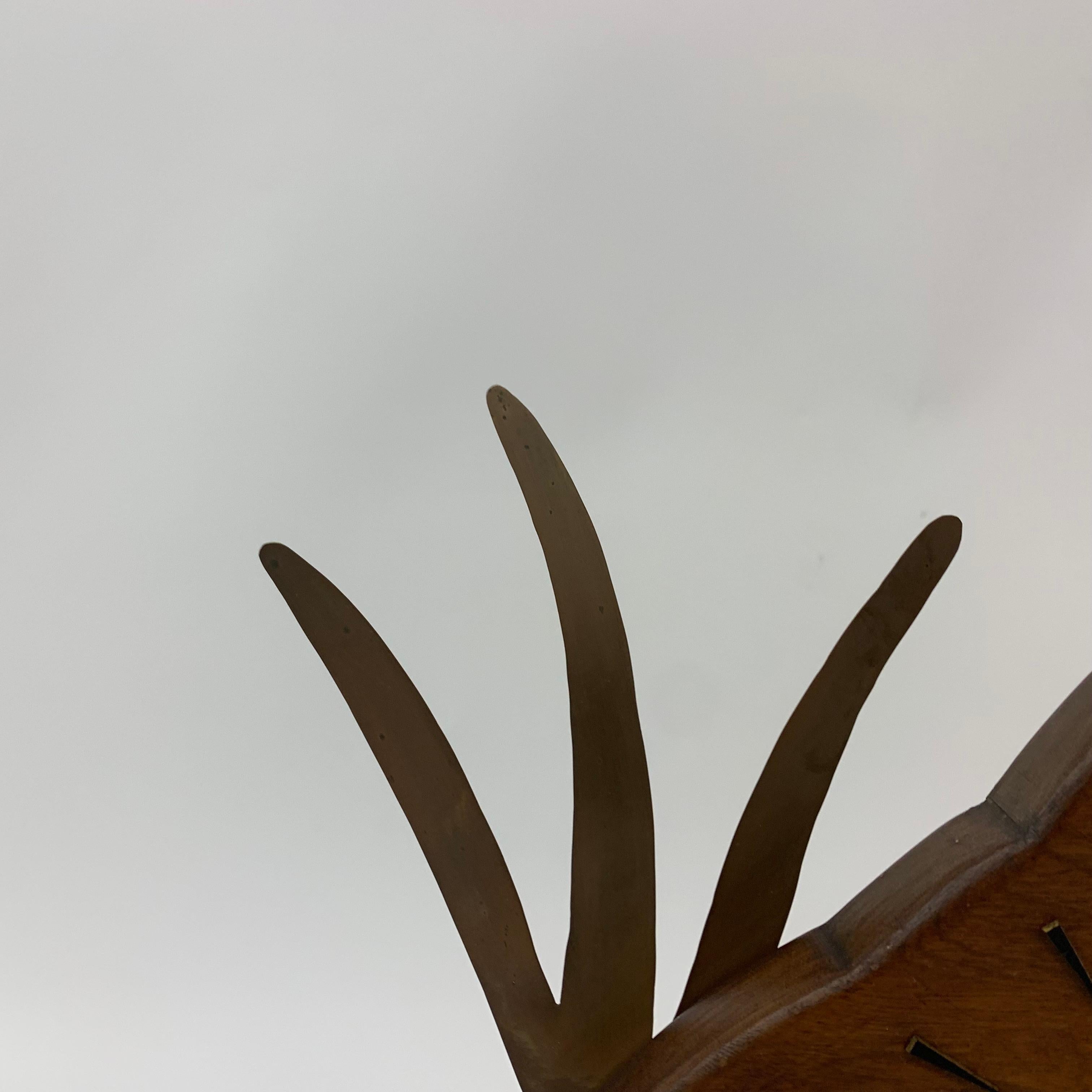 Brass Mid-century design Teak wooden Fish Nufa clock , 1960’s