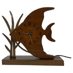 Mid-century design Teak wooden Fish Nufa clock , 1960’s