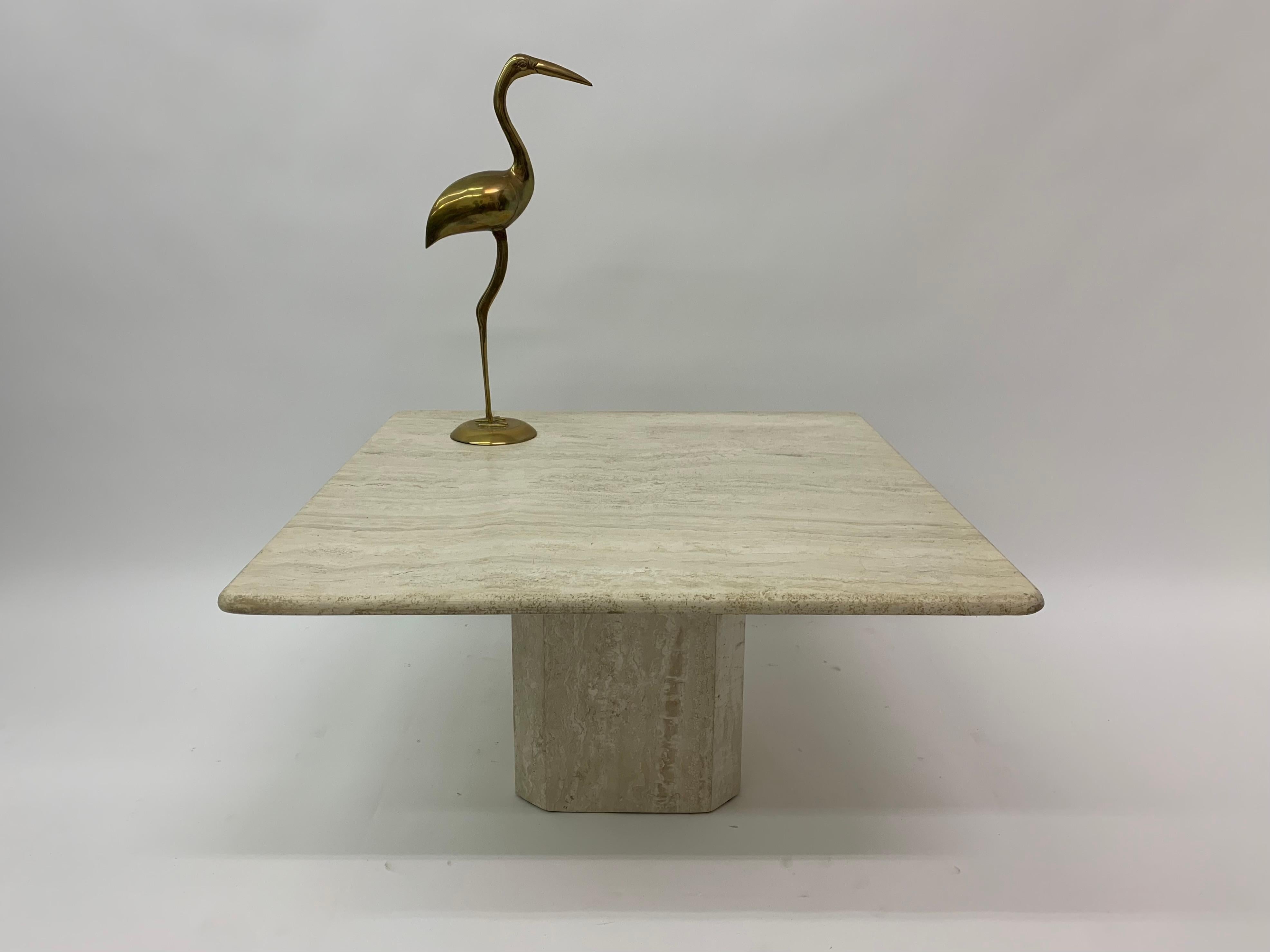 Table basse en travertin, design du milieu du siècle, années 1970 Bon état - En vente à Delft, NL