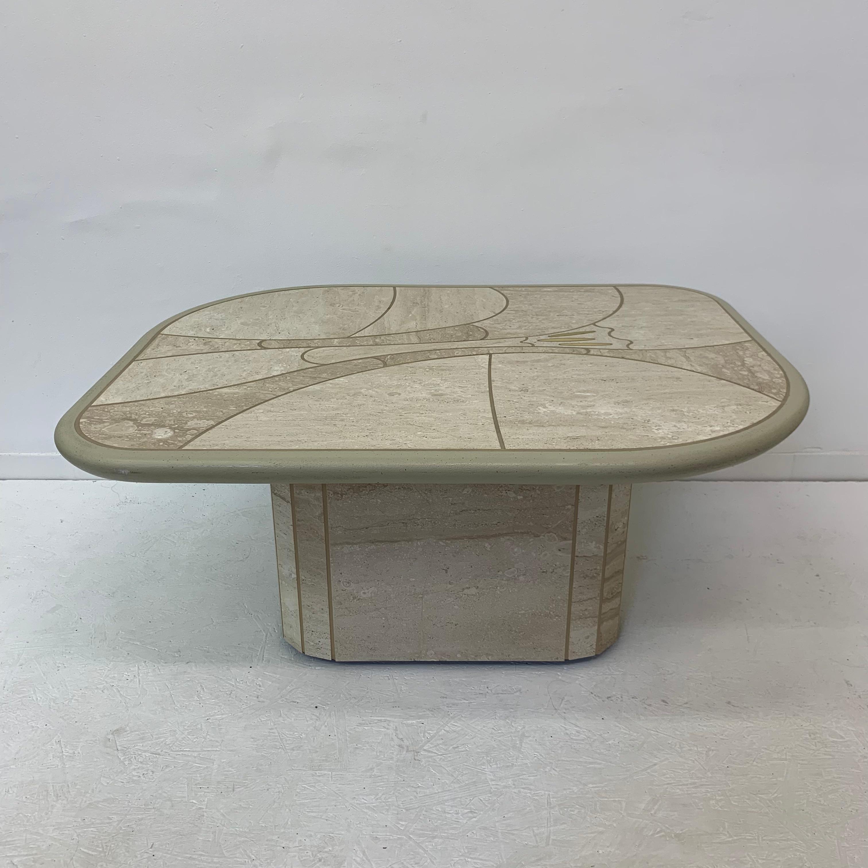 European Mid-Century Design Travertine Coffee Table, 1970’s For Sale