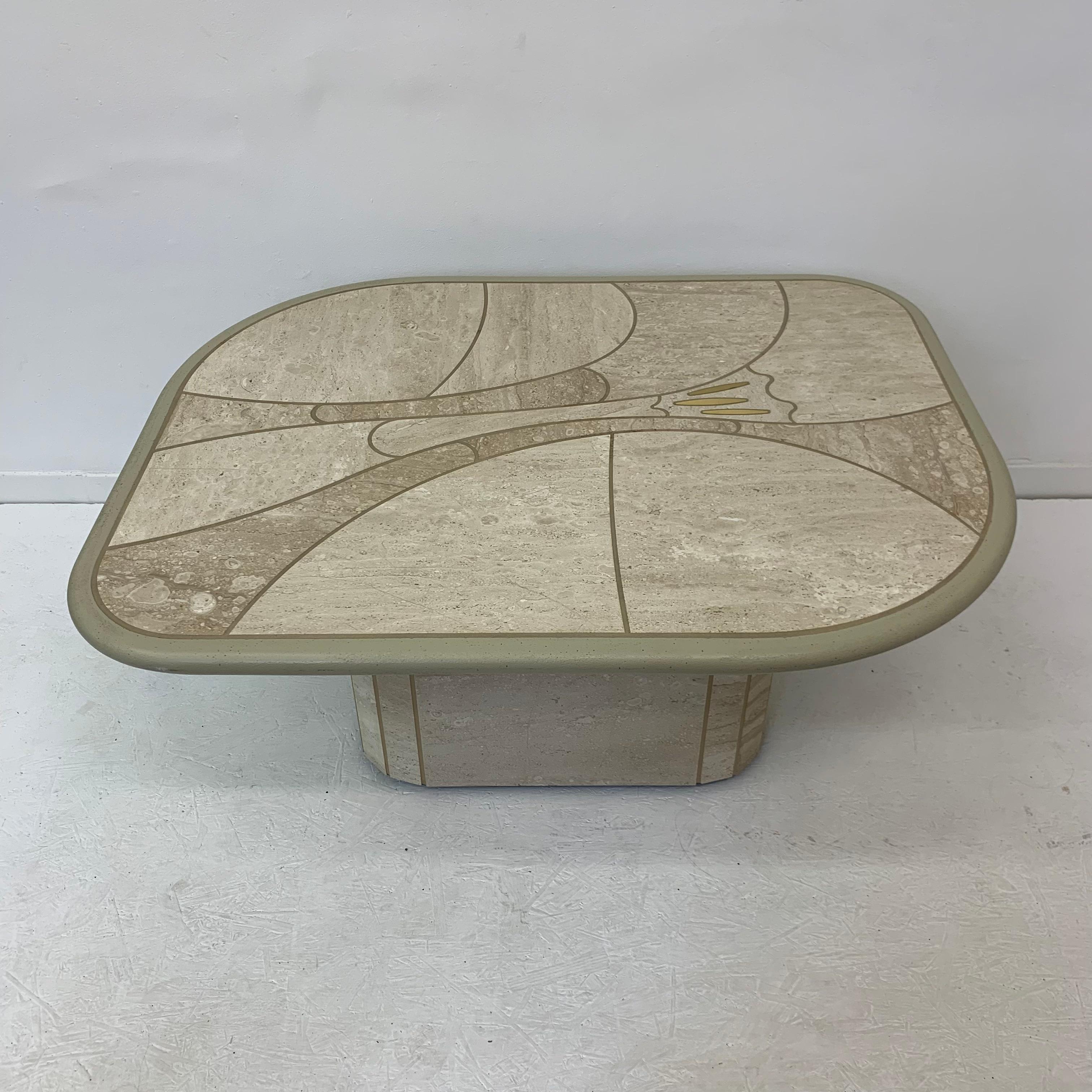 Mid-Century Design Travertine Coffee Table, 1970’s In Good Condition For Sale In Delft, NL