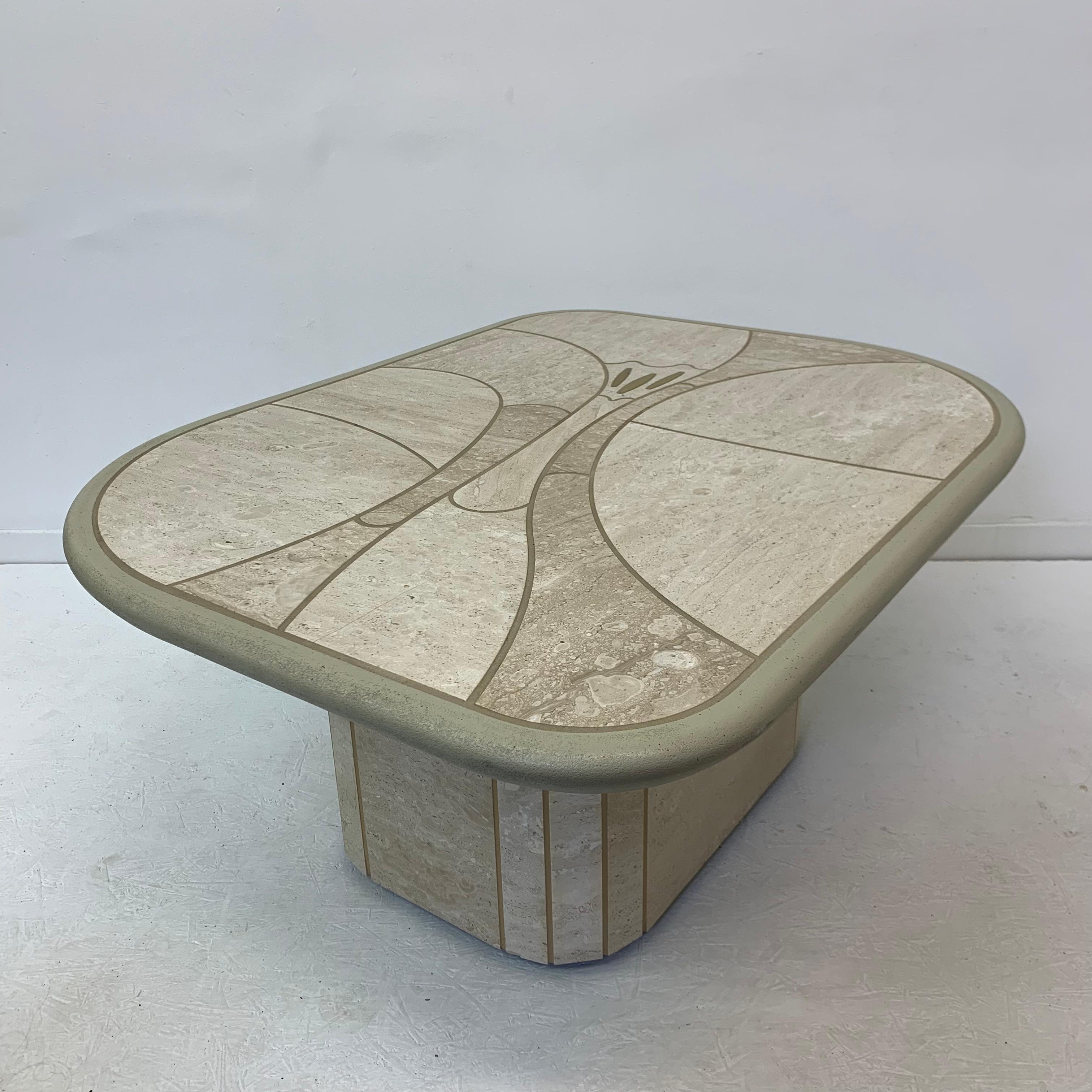 Mid-Century Design Travertine Coffee Table, 1970’s For Sale 1