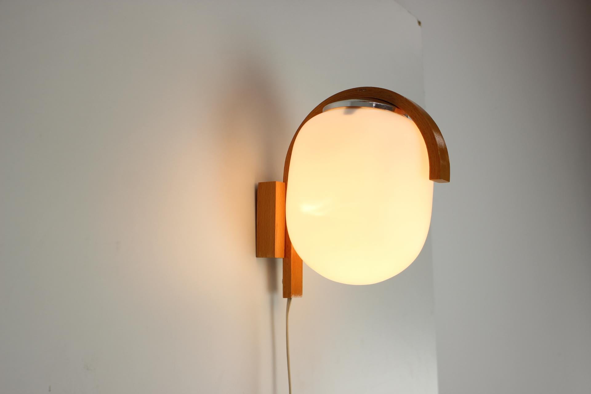 Glass Mid-Century Design Wall Lamp, 1970's For Sale