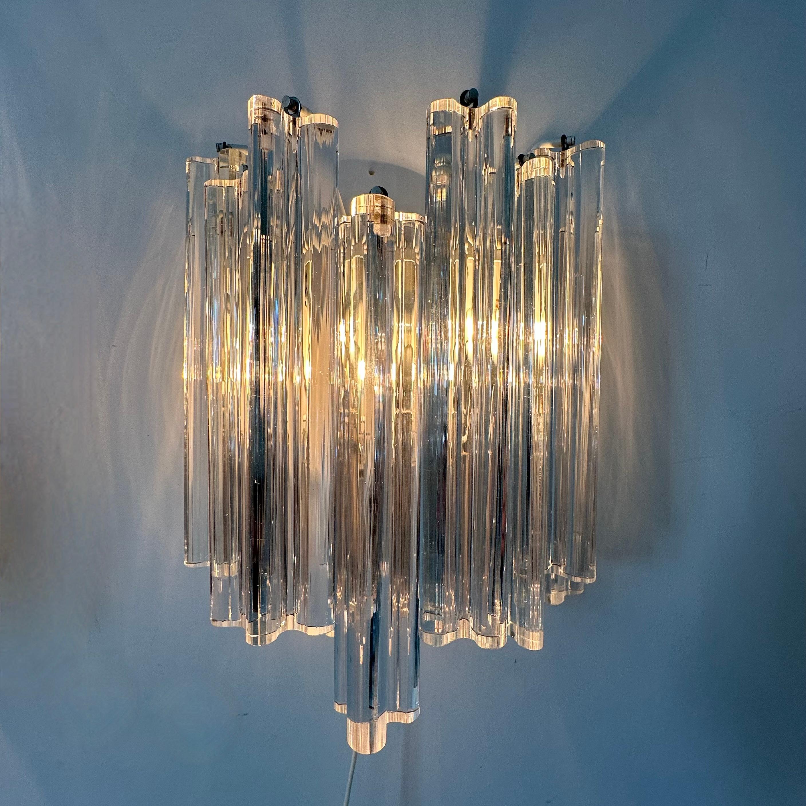 Applique en verre Murano Triedri par Venini , Italie , années 1970

