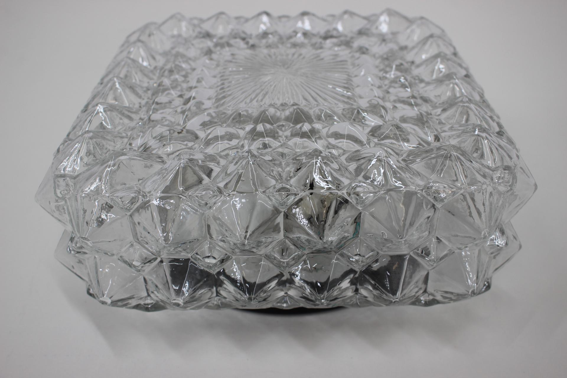 Glass Midcentury Design Wall or Ceiling Lamp, Flush Mount, 1970s