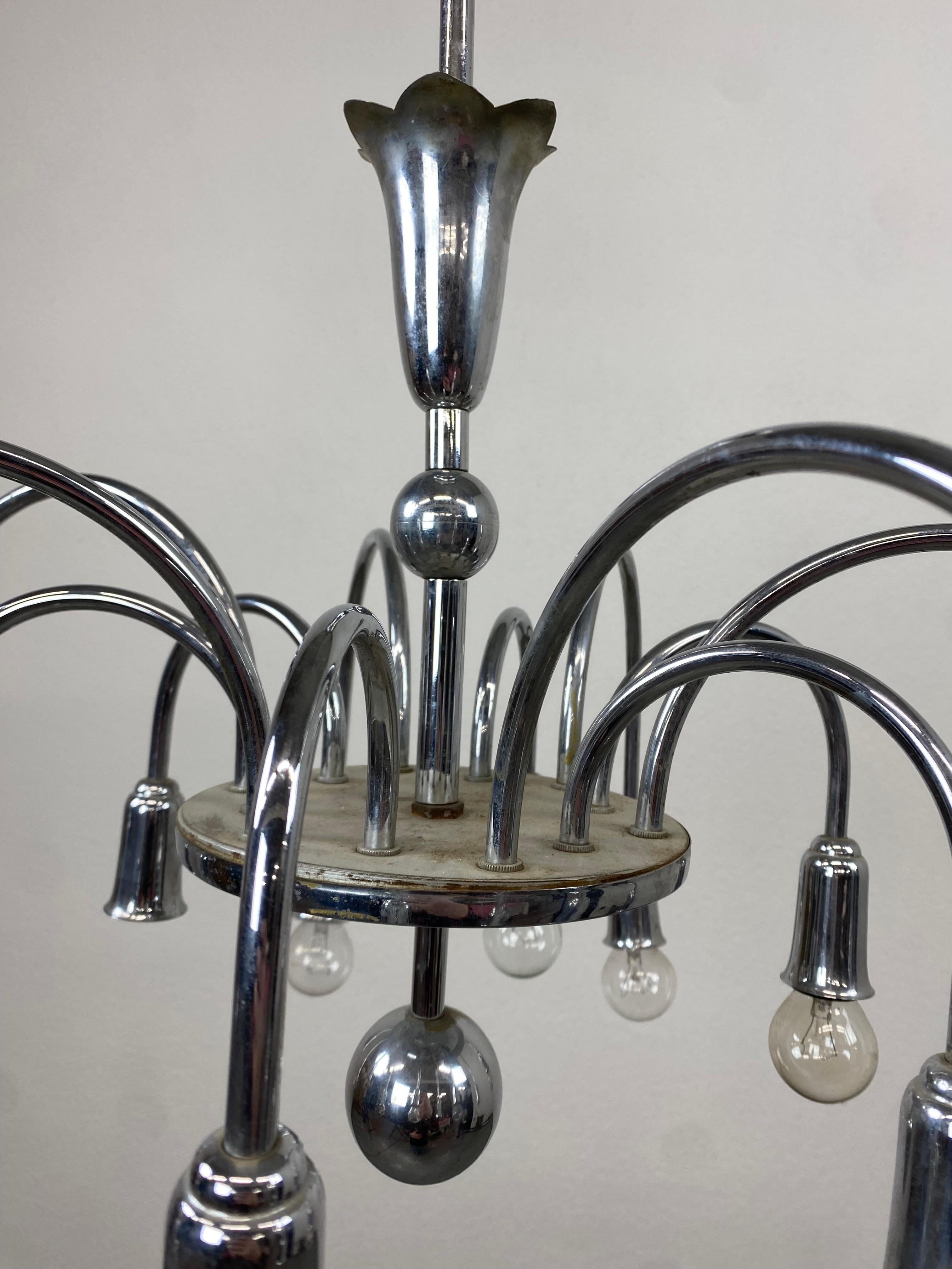 Midcentury Design Watefrall Chandelier In Good Condition For Sale In Banská Štiavnica, SK