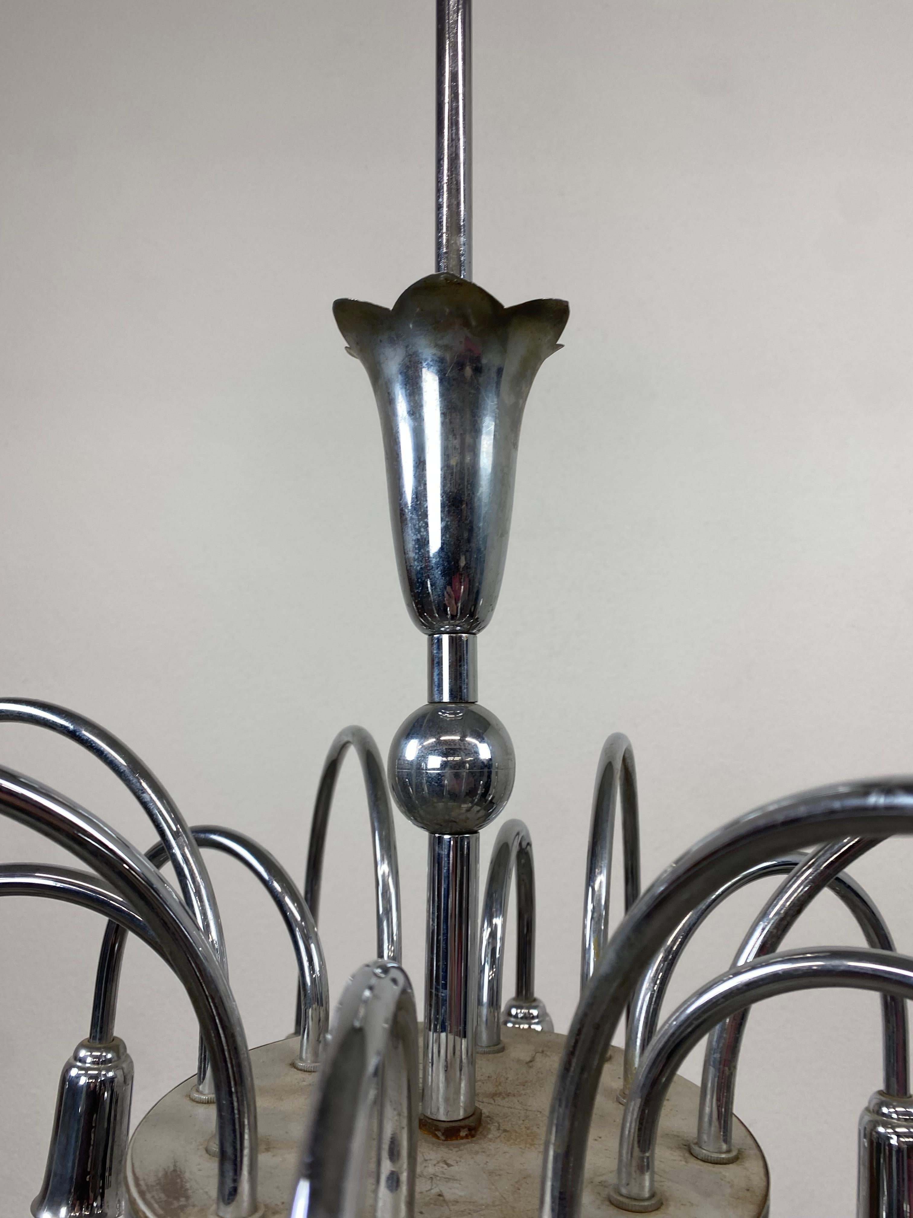 Chrome Midcentury Design Watefrall Chandelier For Sale