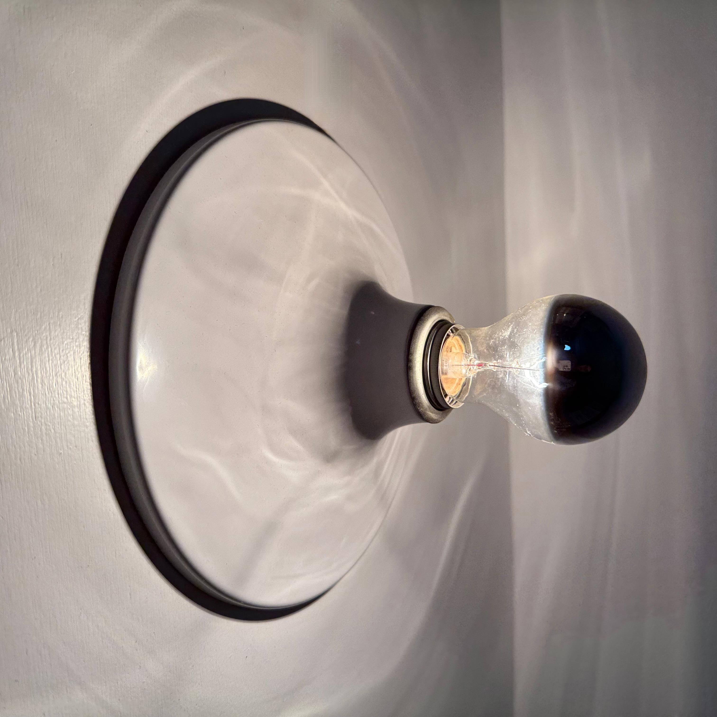 Metal Mid-century design white aluminium disc wall lamp , 1970s For Sale