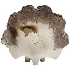 Vase en céramique blanche et grise du milieu du siècle dernier par Francois Marechal French Deco