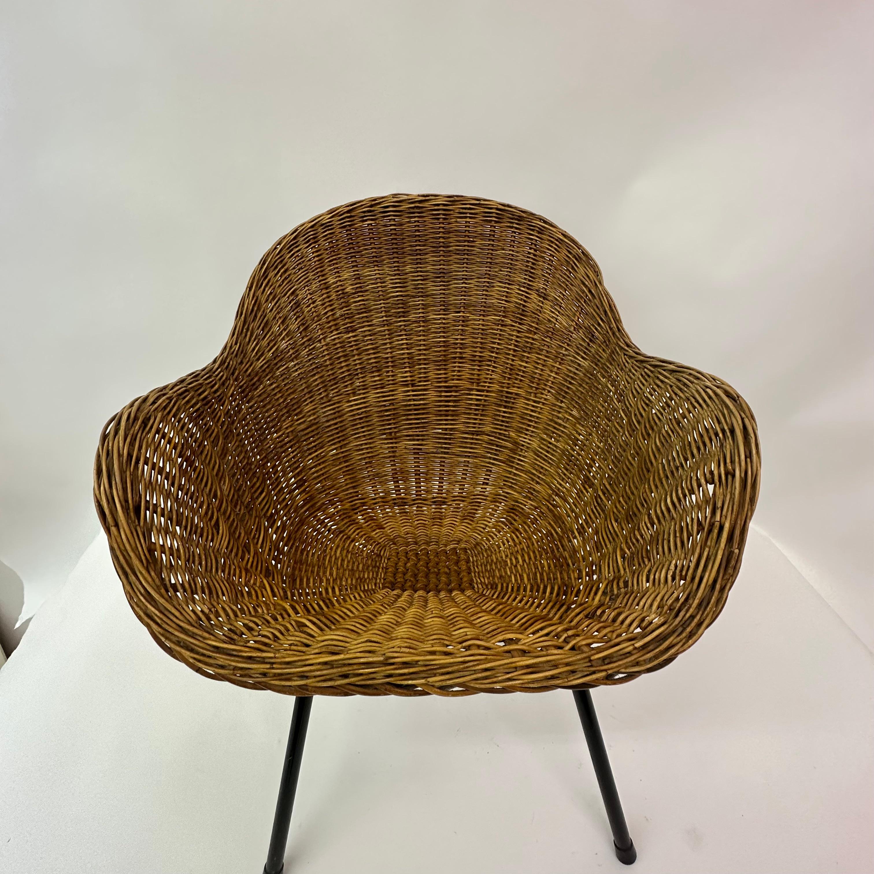 Mid-Century design wicker chair by Dirk Sliedrecht , 1950’s In Good Condition For Sale In Delft, NL