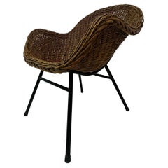 Chaise en osier design du milieu du siècle par Dirk Sliedrecht , années 1950