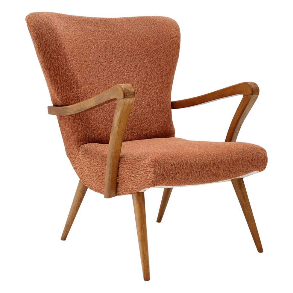 Mid-century design wing chair, Czechoslovakia.