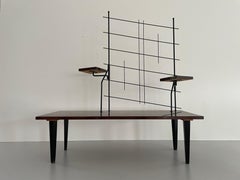 Mid Century design Wood and Black Geometric Backside Plant Stand, 1950s, France