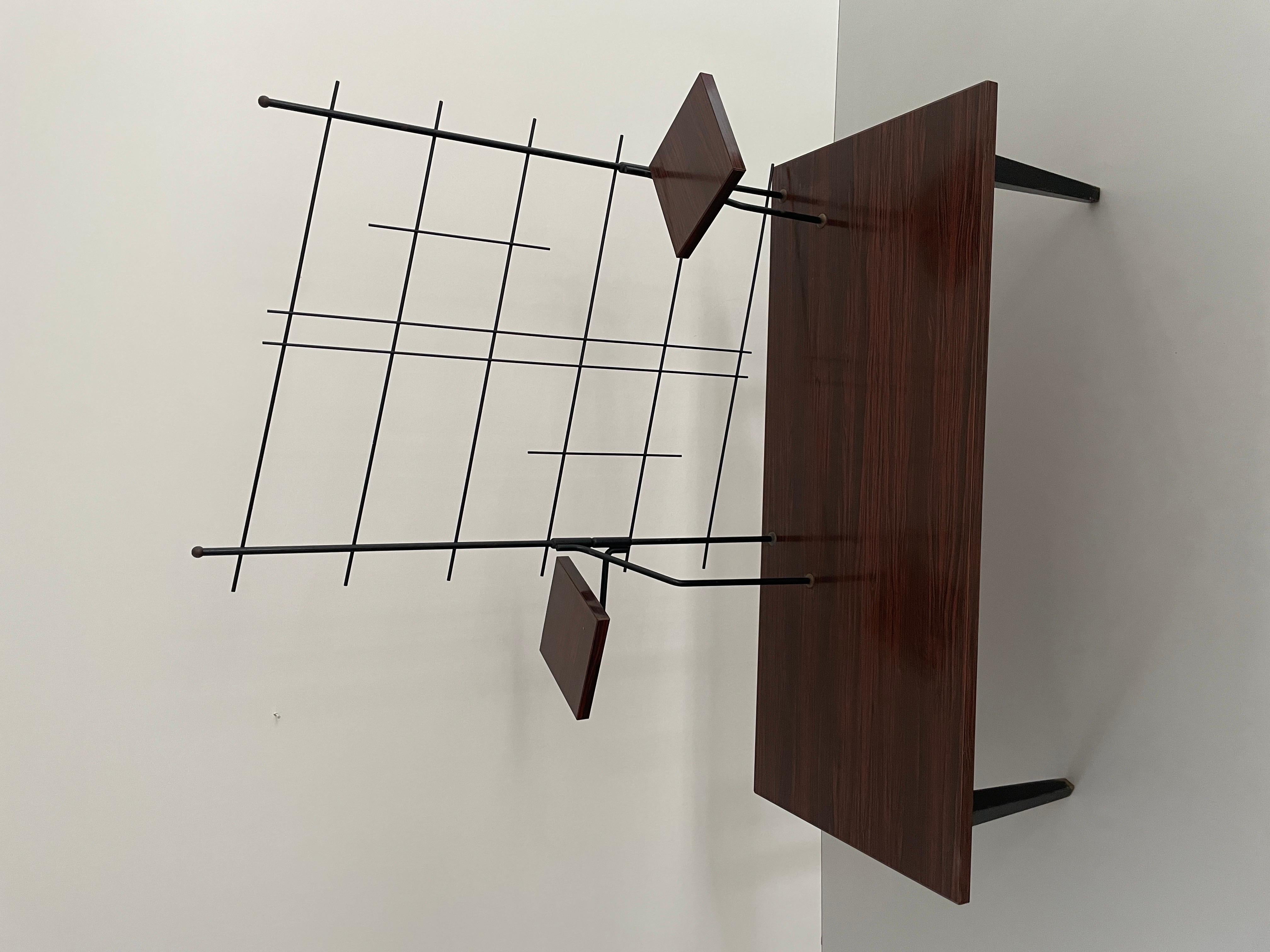 Mid-Century Modern Mid Century design Wood and Black Geometric Backside Plant Stand, 1950s, France For Sale