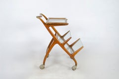 Mid-Century Design Wood Cart/Trolley with Removable Trays by Ico Parisi, Italy
