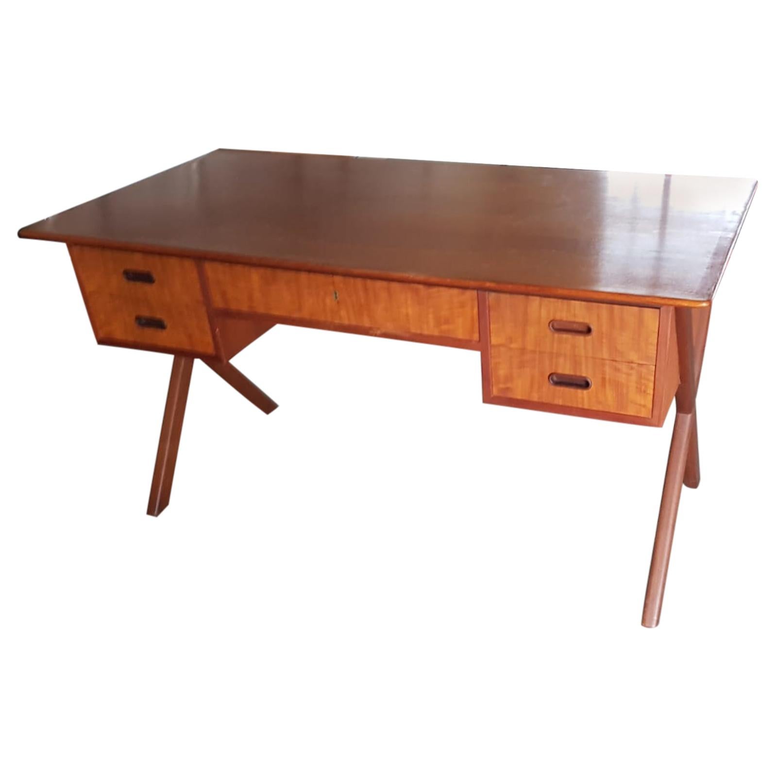 Mid Century Design Wood Desk with four drawers