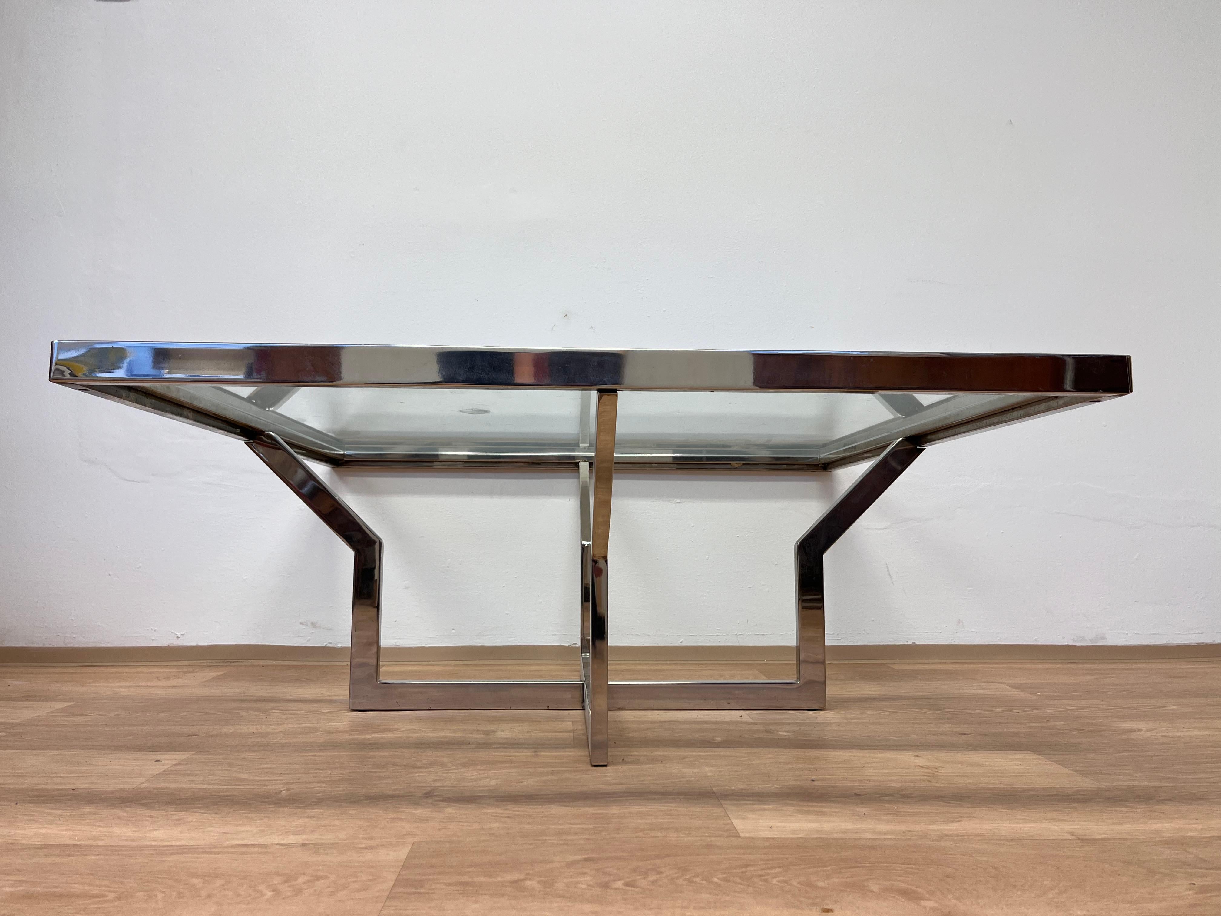 Mid century design XXL Jean Charles Maison Coffee Table Chrome - 1970s In Good Condition For Sale In Praha, CZ