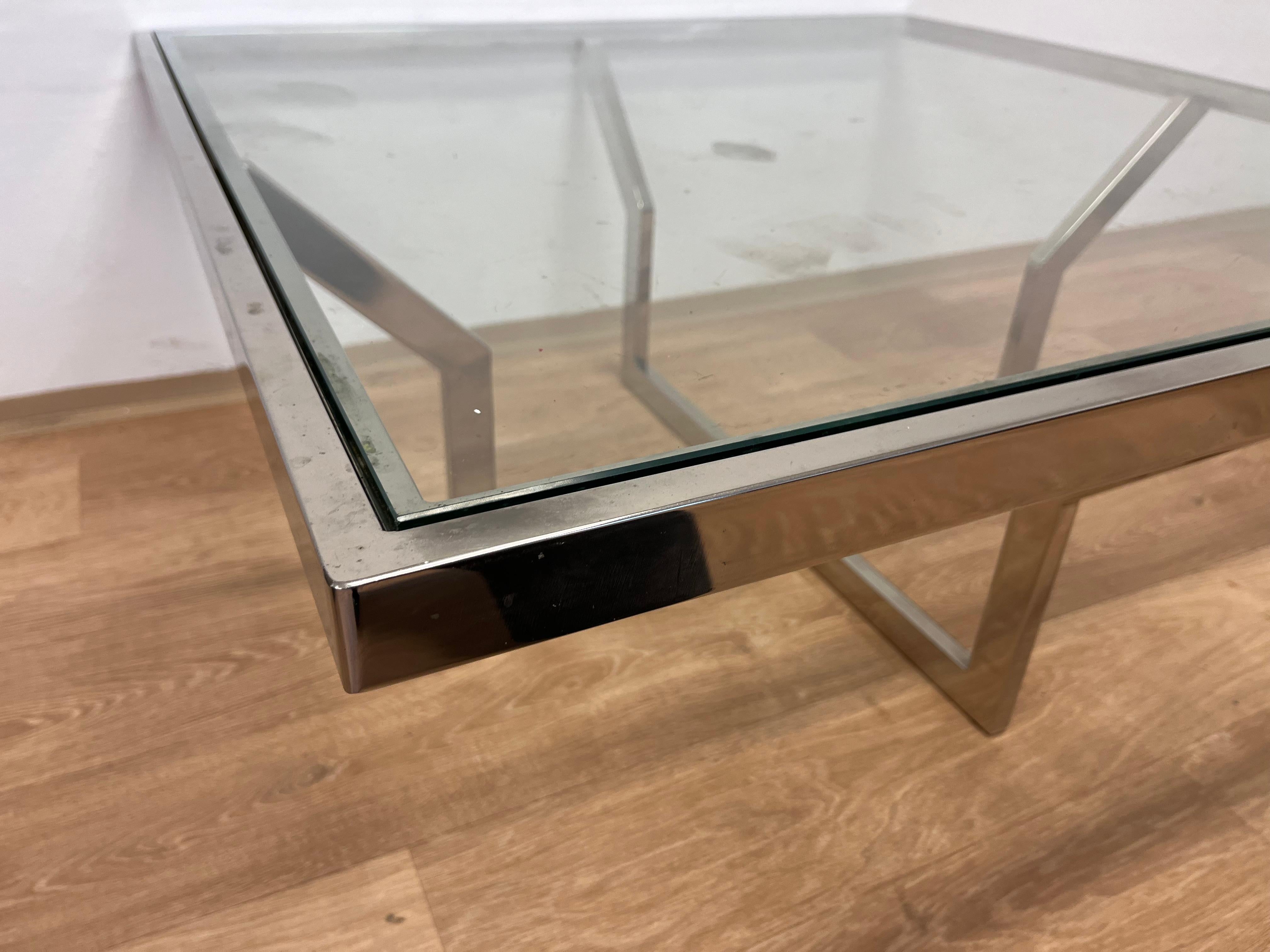 Late 20th Century Mid century design XXL Jean Charles Maison Coffee Table Chrome - 1970s For Sale