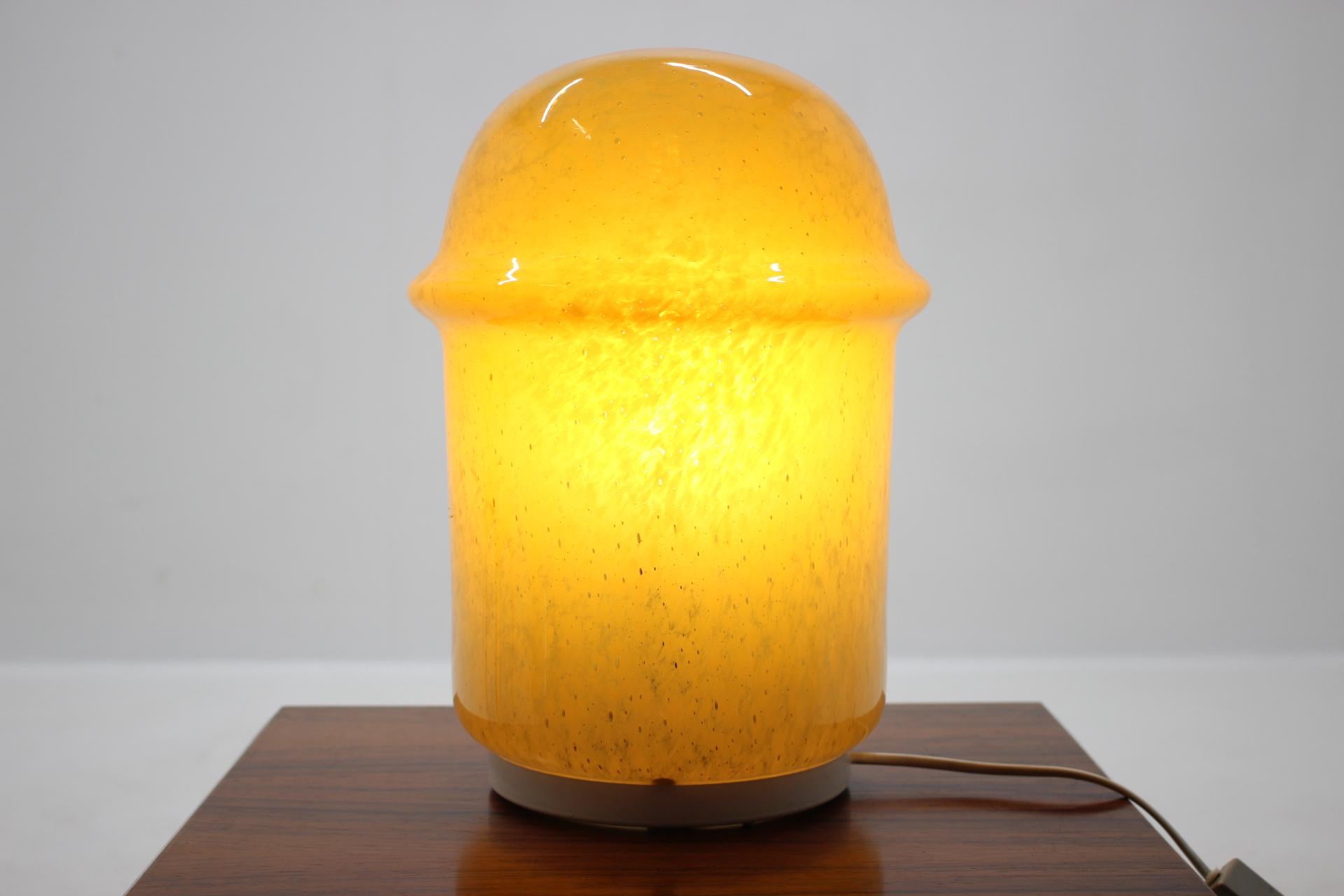 Mid-Century Modern Midcentury Design Yellow Art Glass Table Lamp, 1960s