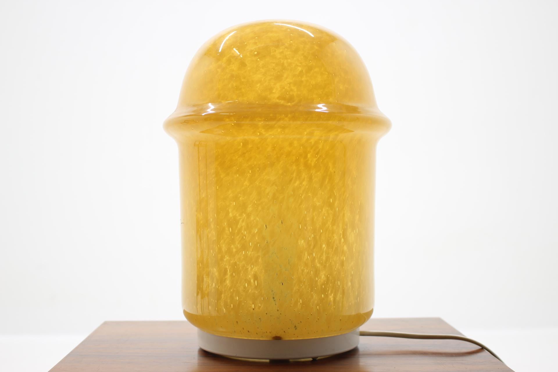 Midcentury Design Yellow Art Glass Table Lamp, 1960s In Good Condition In Praha, CZ
